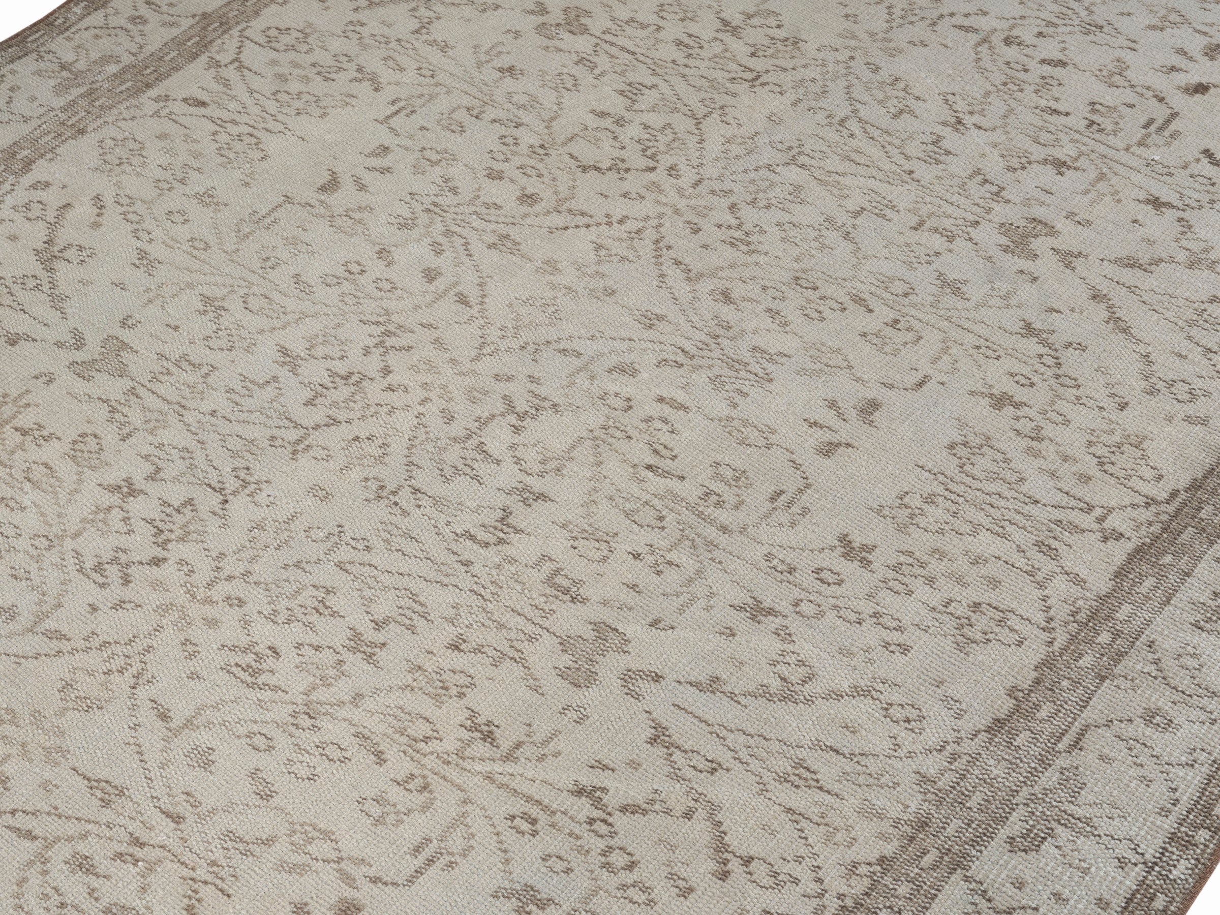 Turkish Manisa area rug in cream and greige, view 5 of 10