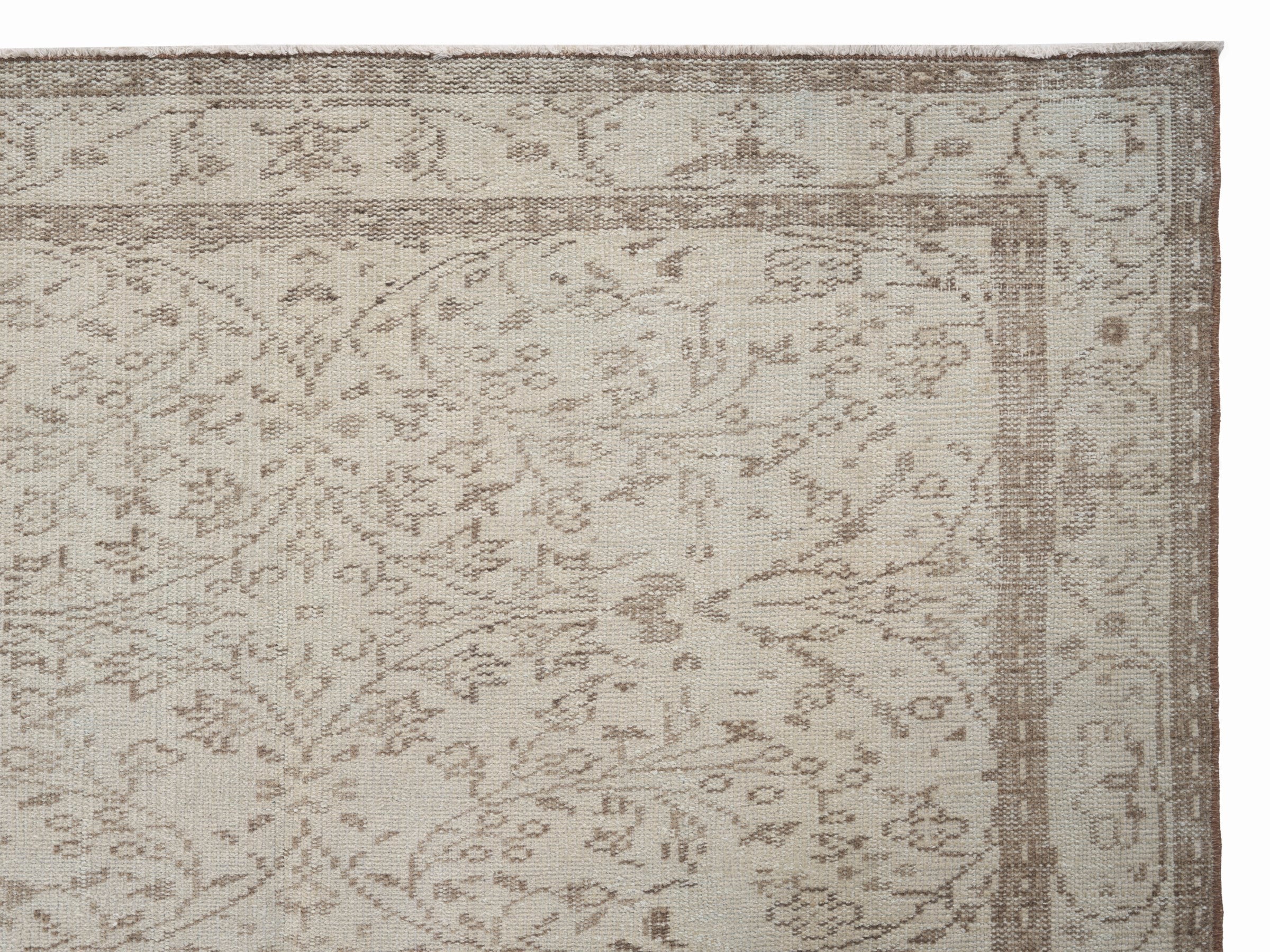 Turkish Manisa area rug in cream and greige, view 8 of 10