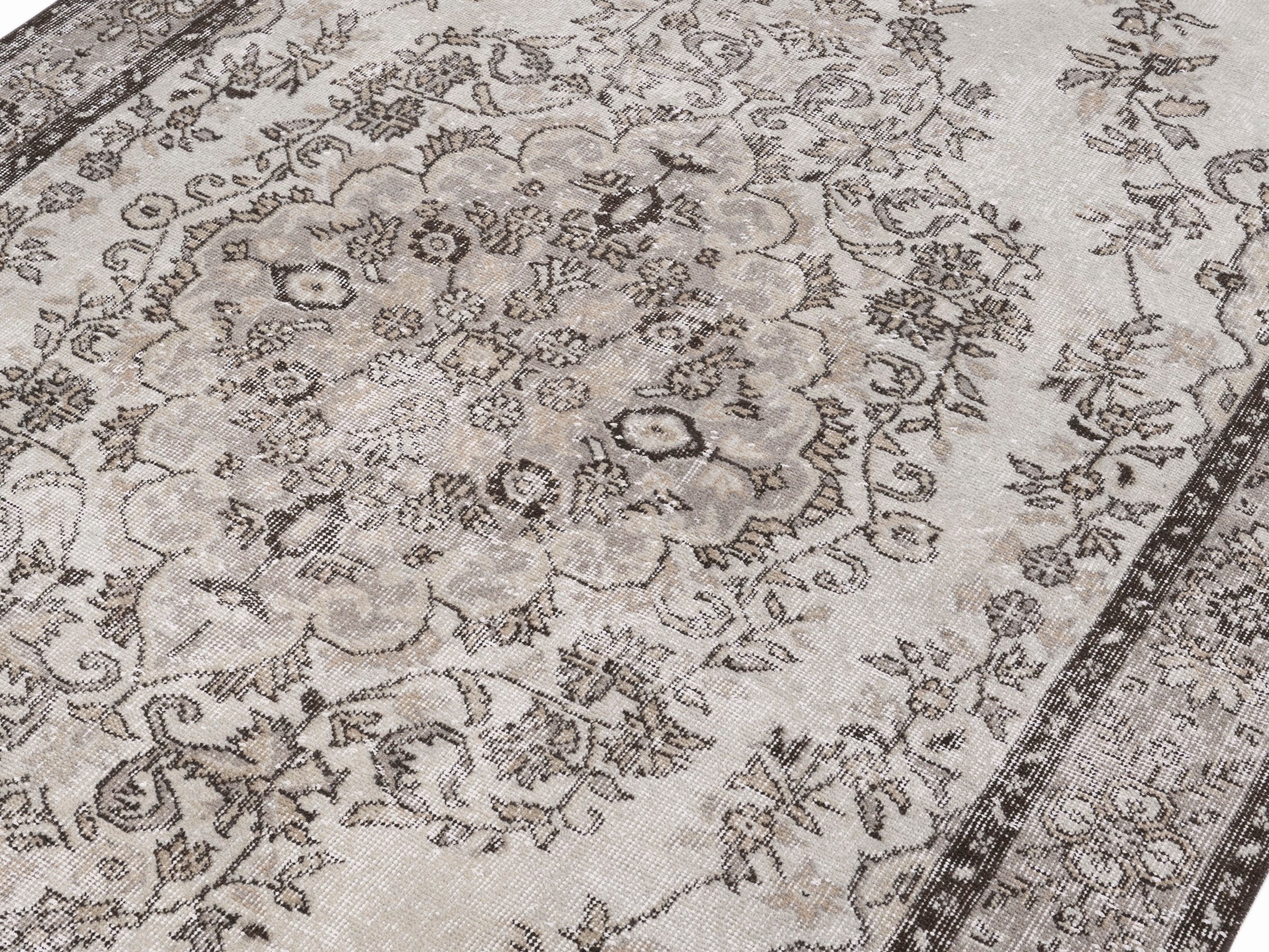 Turkish Isparta area rug in cream and greige, view 5 of 10