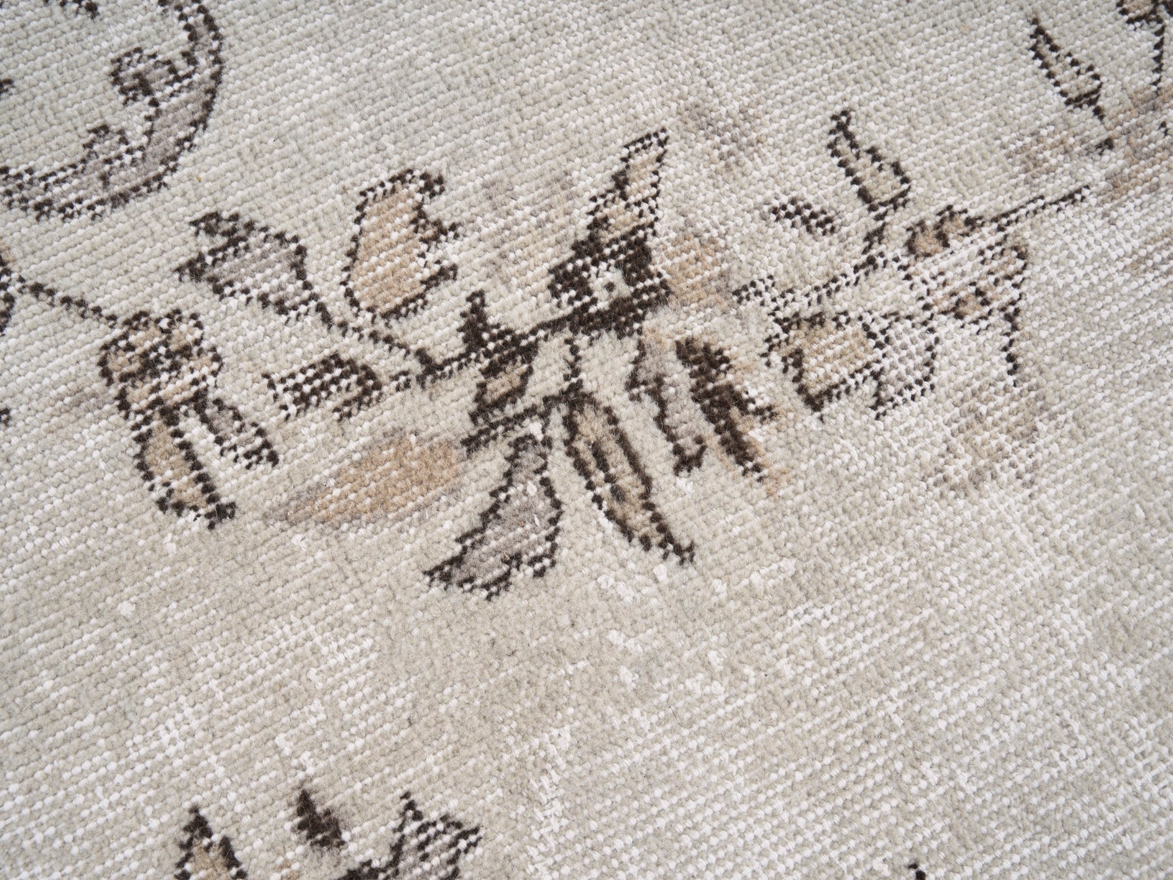 Turkish Isparta area rug in cream and greige, view 7 of 10