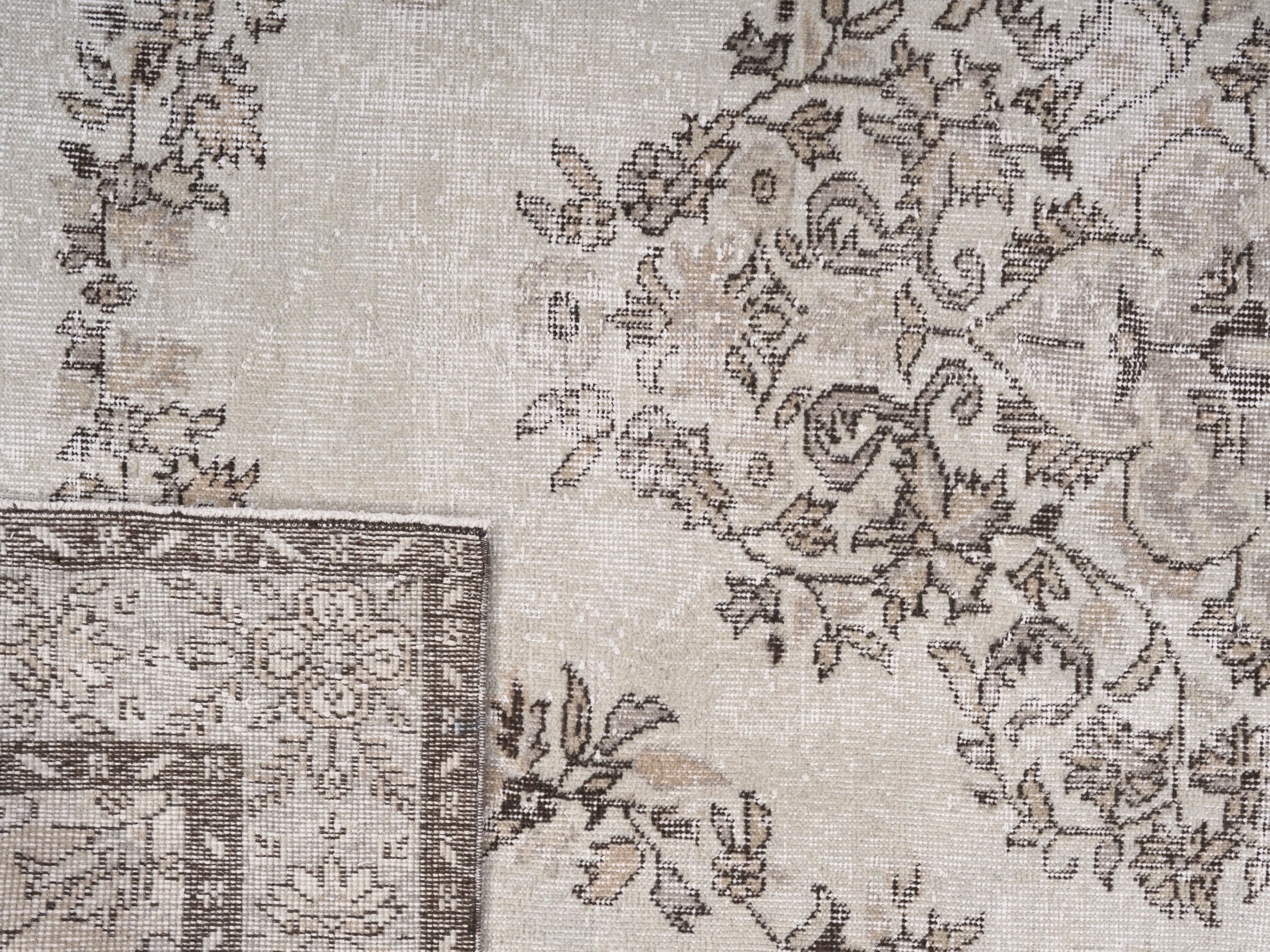Turkish Isparta area rug in cream and greige, view 10 of 10