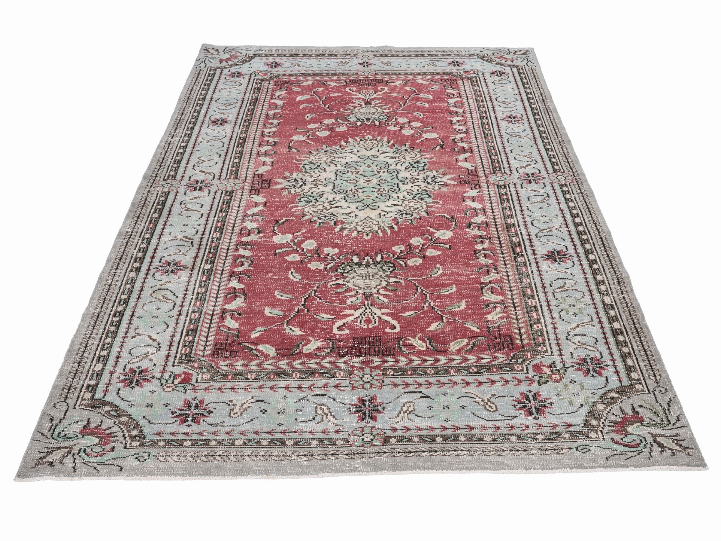 Turkish Manisa oversized rug in faded red and cream, view 2 of 10