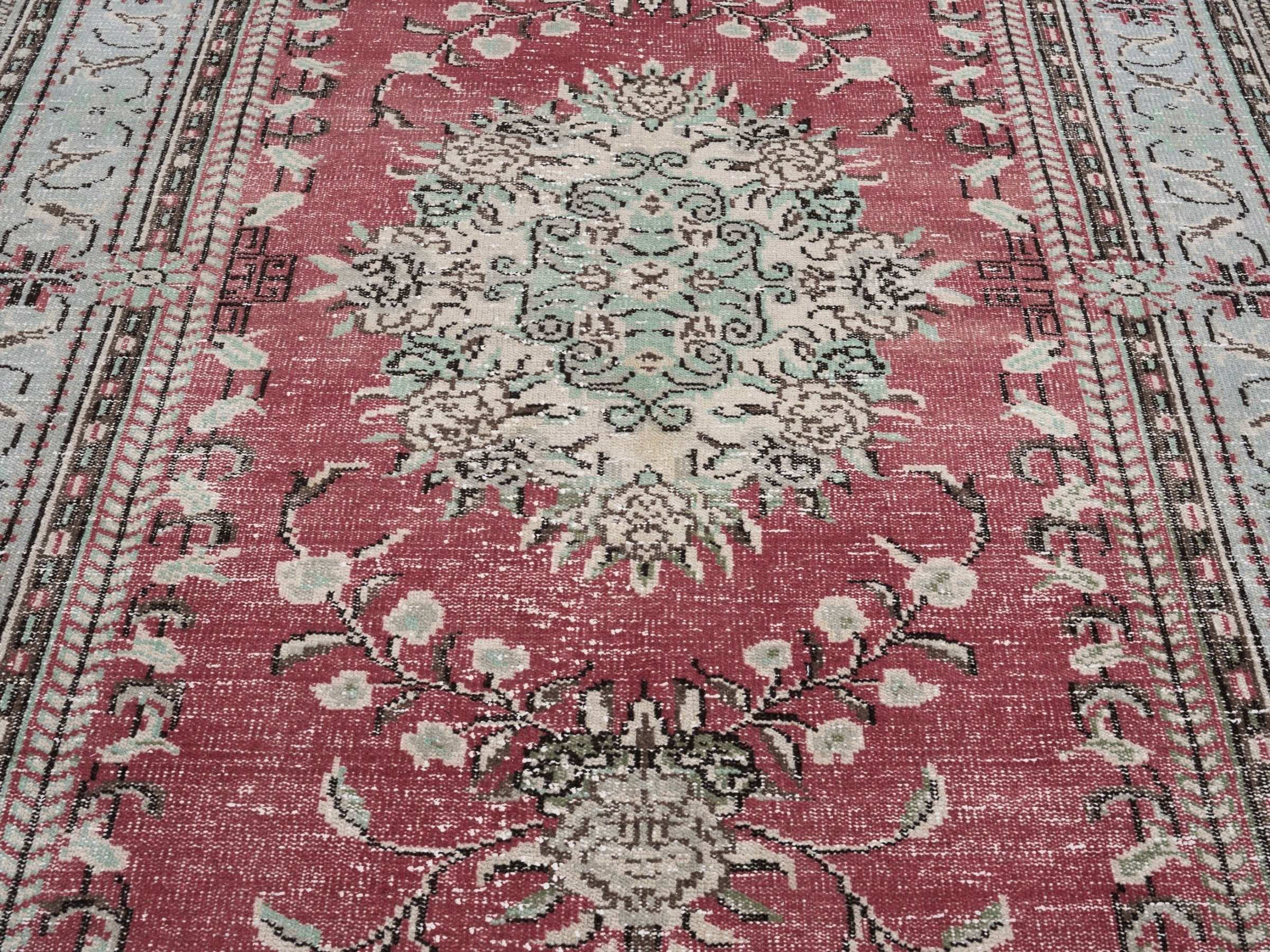 Turkish Manisa oversized rug in faded red and cream, view 4 of 10