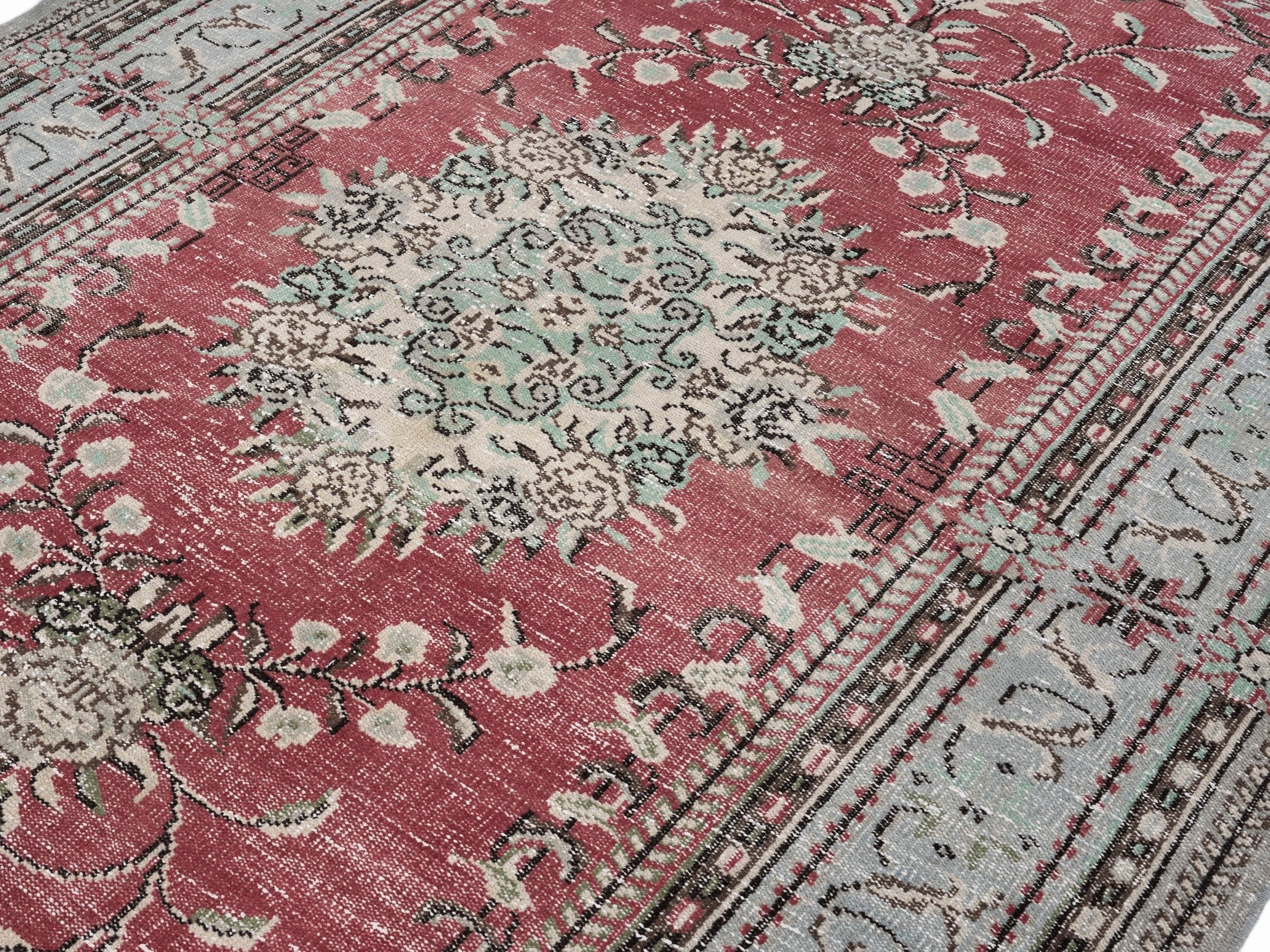 Turkish Manisa oversized rug in faded red and cream, view 5 of 10