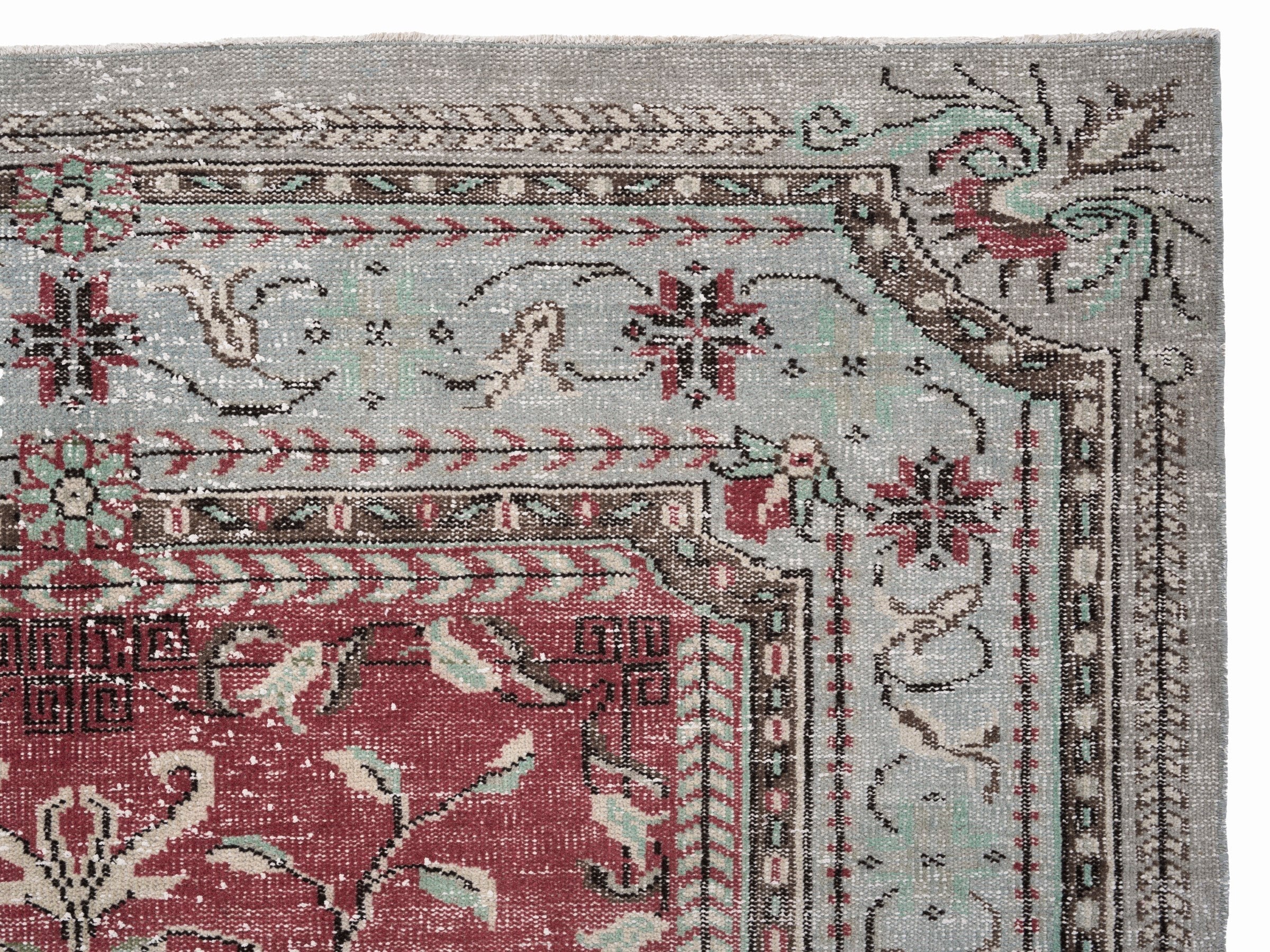 Turkish Manisa oversized rug in faded red and cream, view 8 of 10