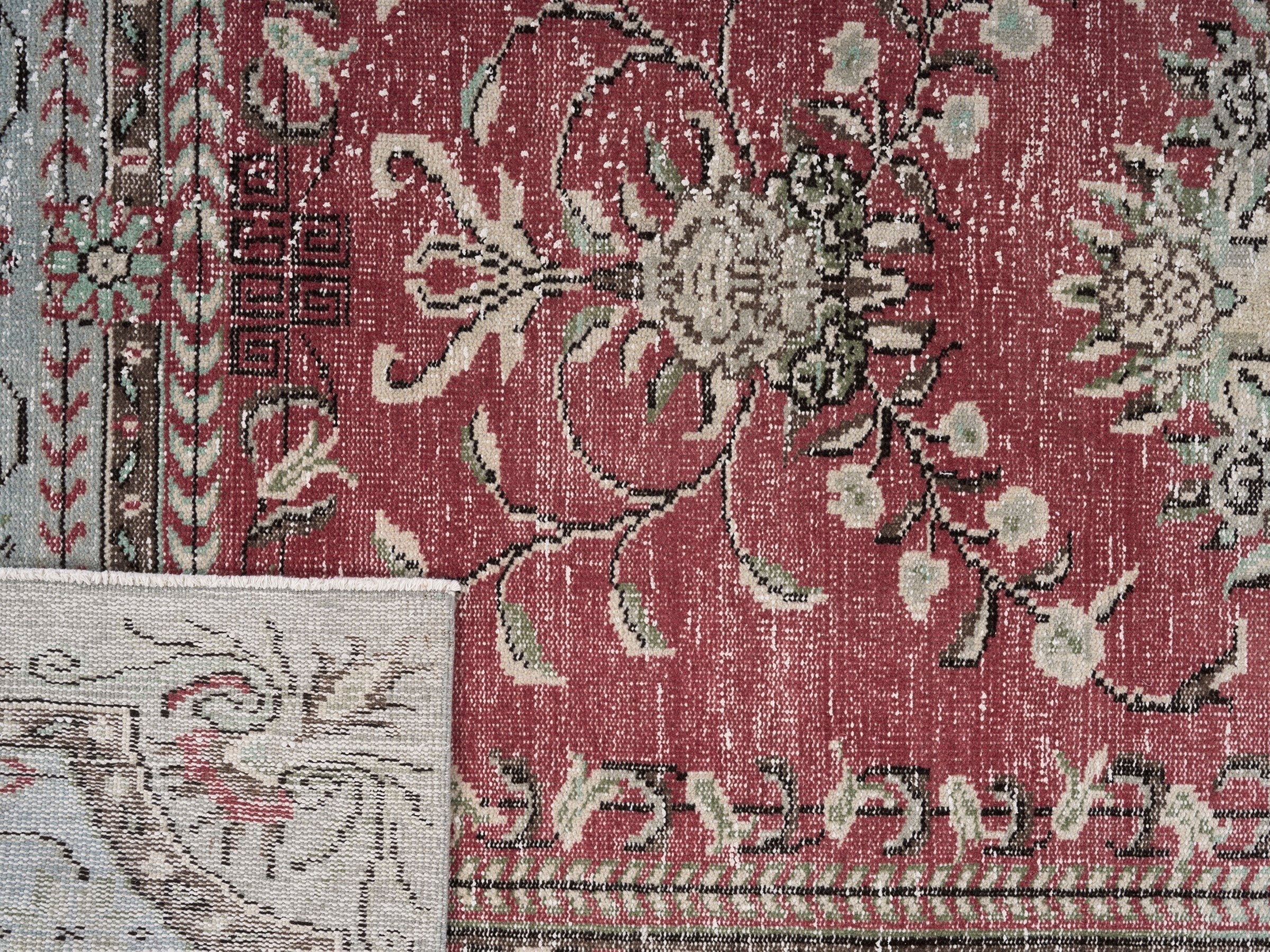 Turkish Manisa oversized rug in faded red and cream, view 10 of 10