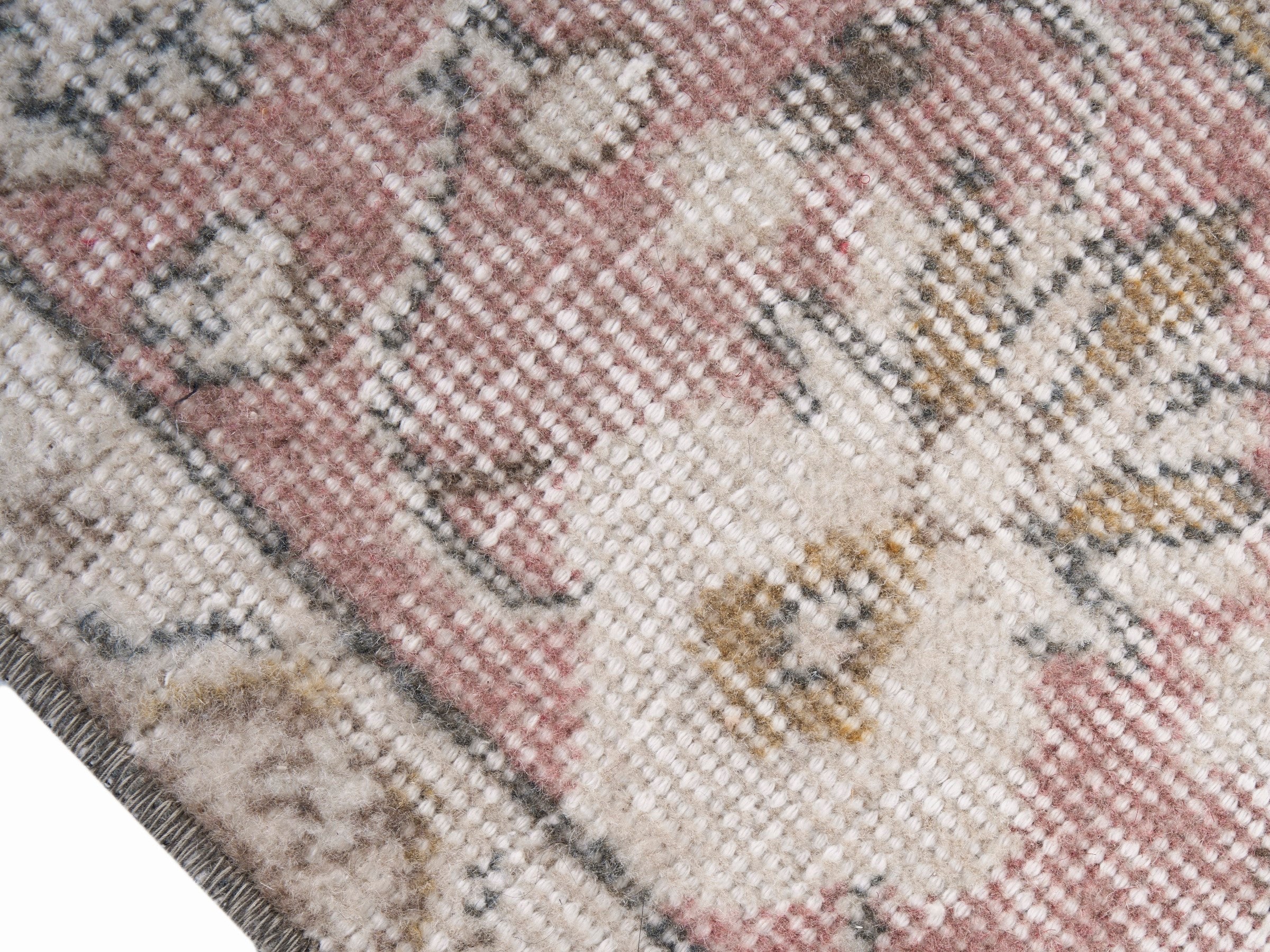 Turkish Isparta area rug in cream and muted pink, view 6 of 10