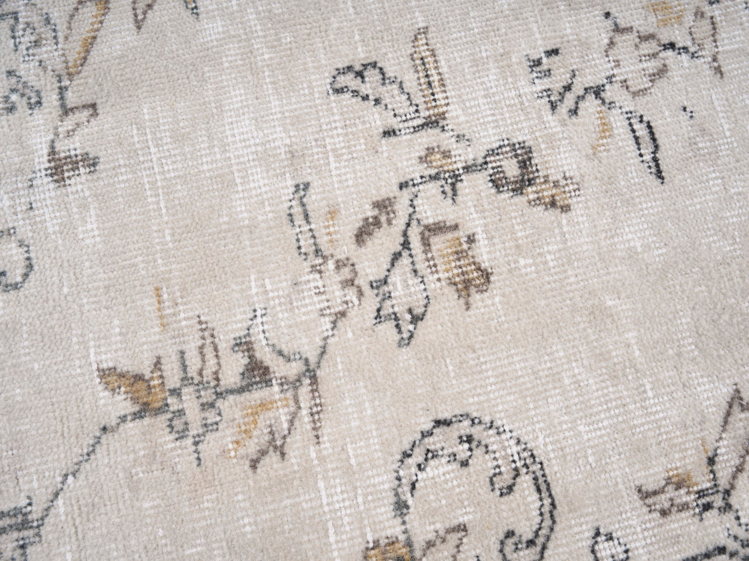 Turkish Isparta area rug in cream and muted pink, view 7 of 10