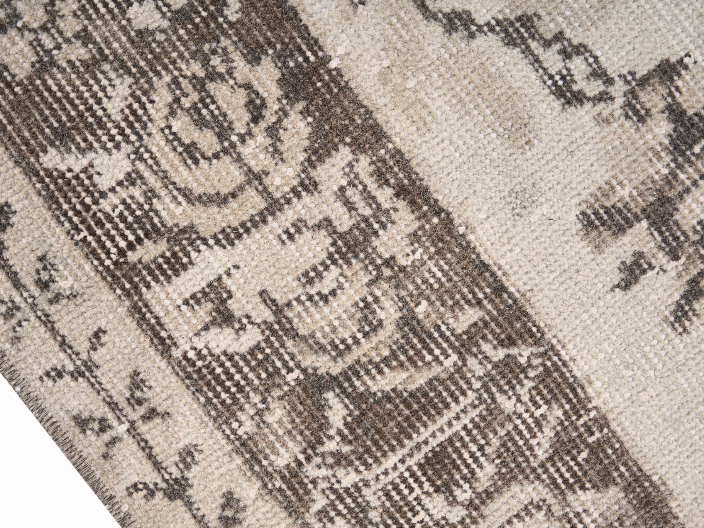 Turkish Isparta area rug in cream and brown, view 6 of 10