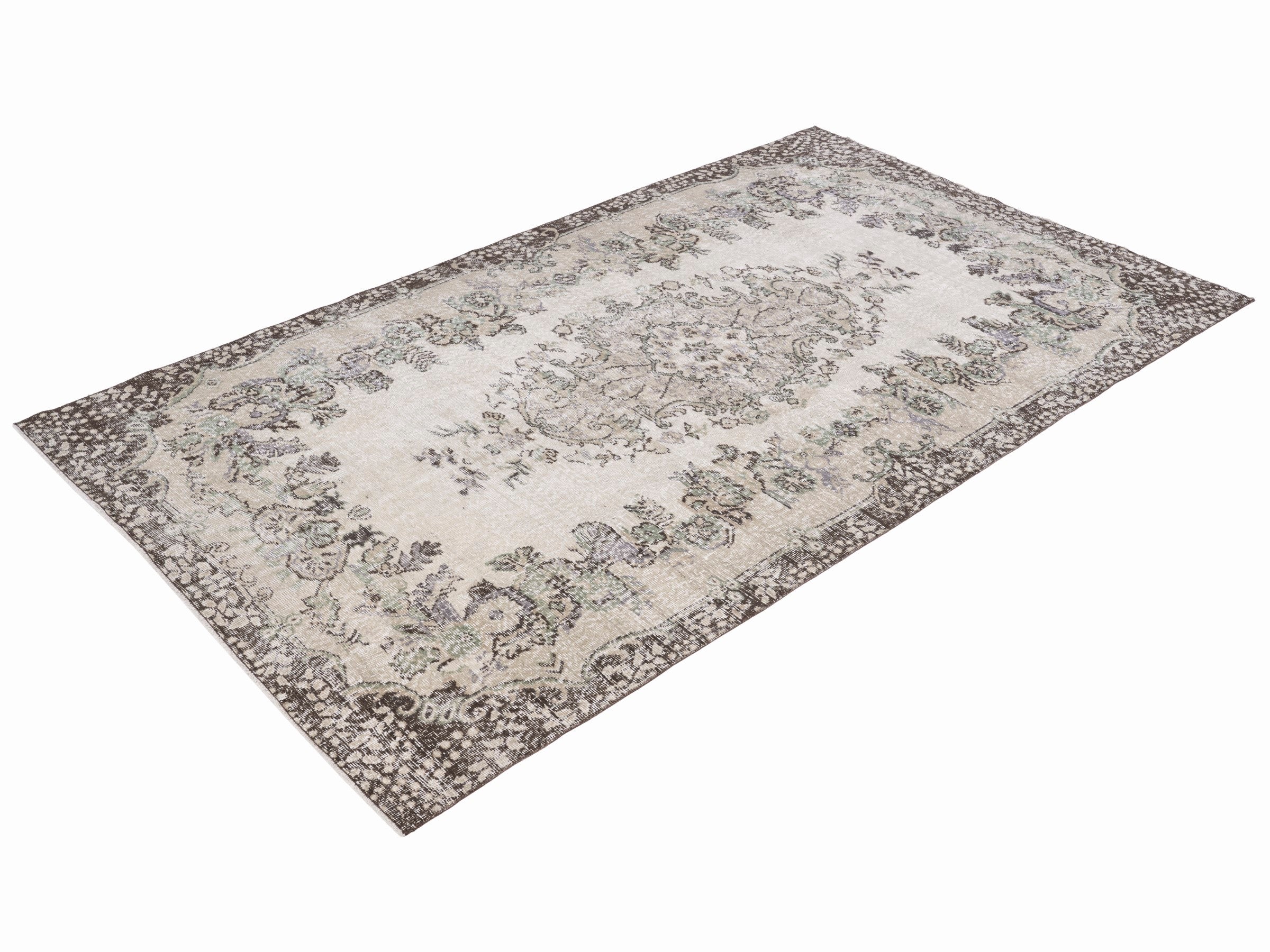 Turkish Isparta area rug in cream and taupe, view 3 of 10