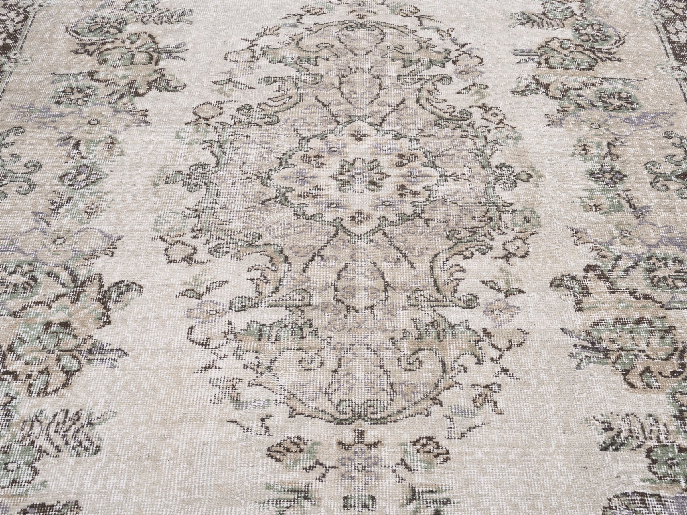 Turkish Isparta area rug in cream and taupe, view 4 of 10
