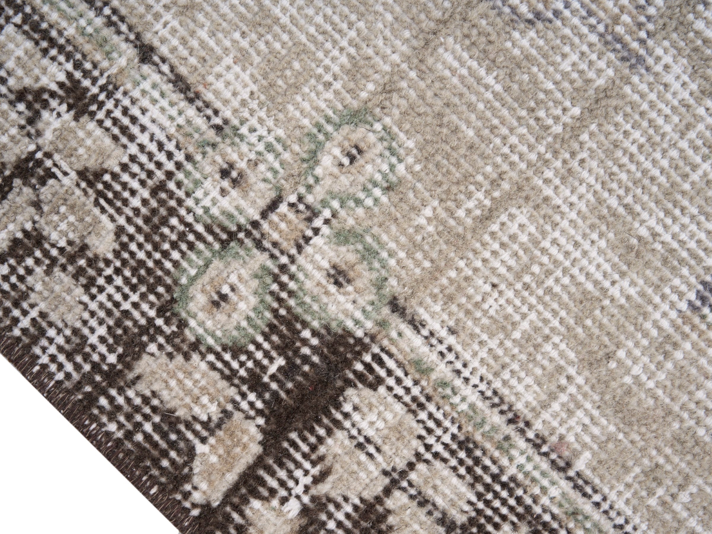 Turkish Isparta area rug in cream and taupe, view 6 of 10