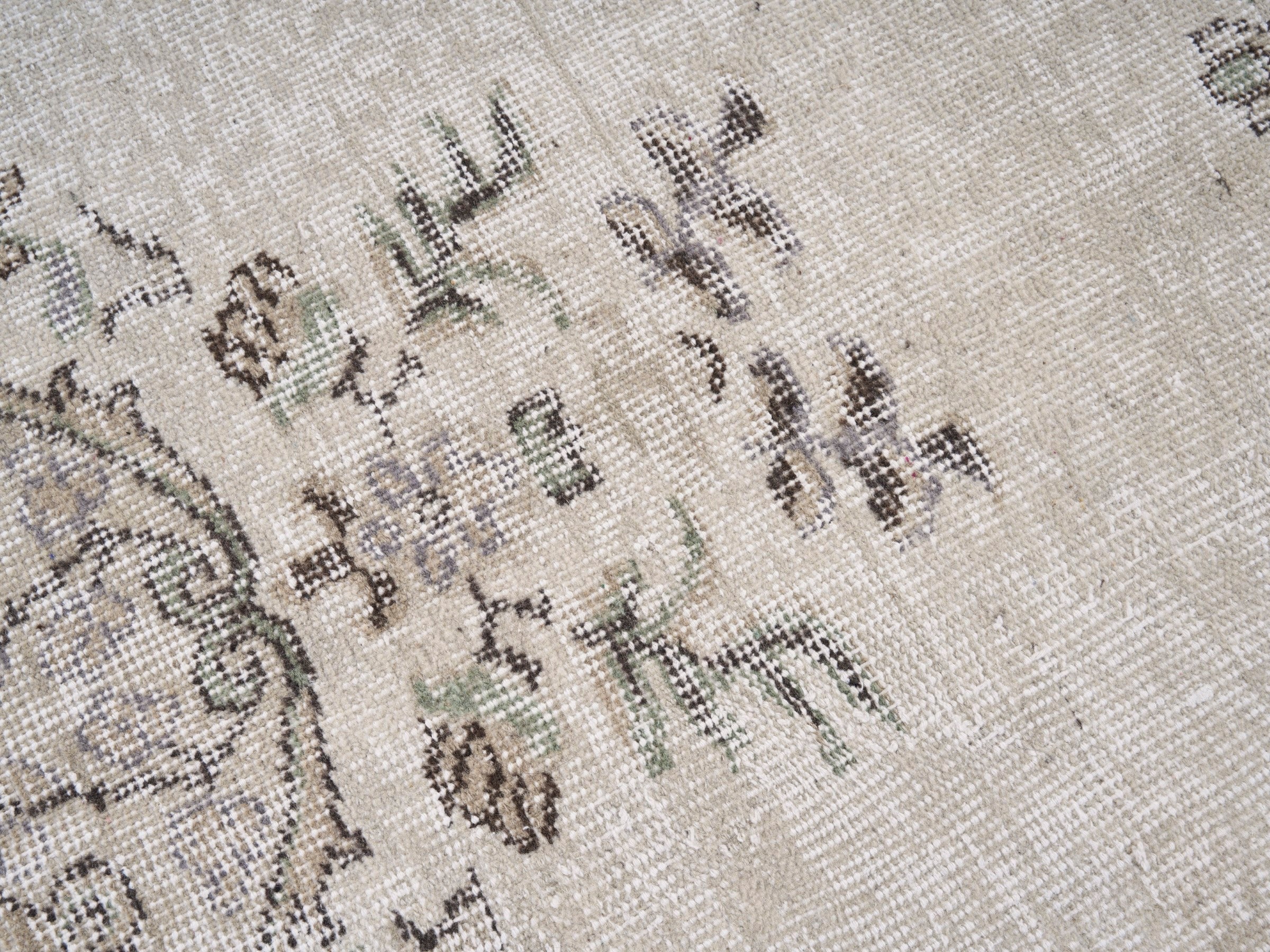 Turkish Isparta area rug in cream and taupe, view 7 of 10
