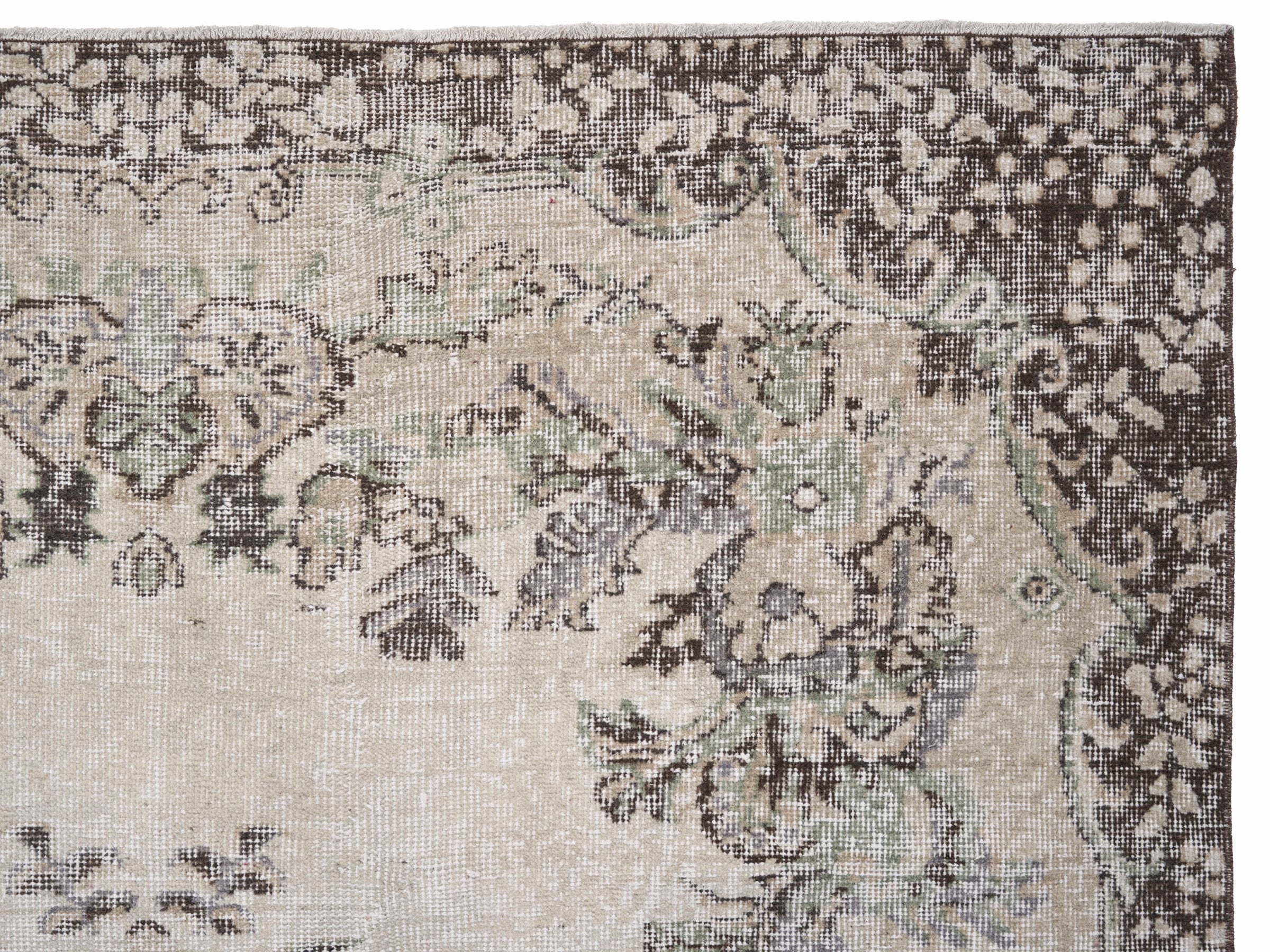 Turkish Isparta area rug in cream and taupe, view 8 of 10