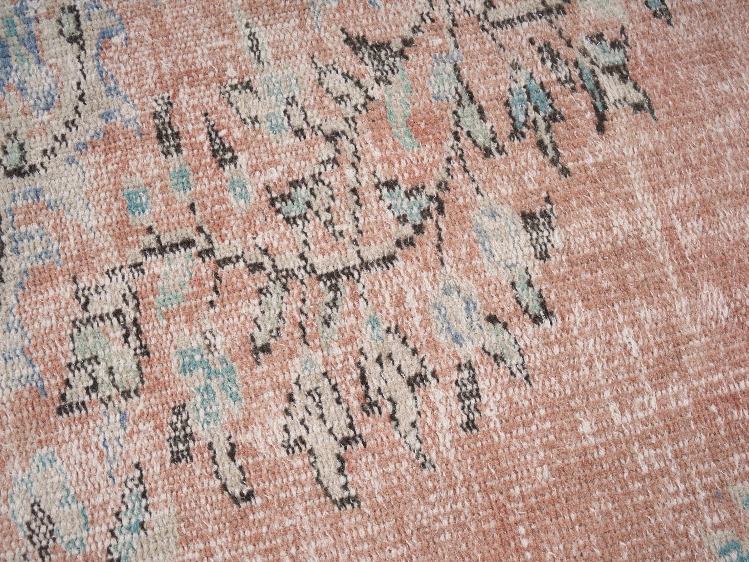 Turkish Manisa area rug in terracotta and denim, view 7 of 10