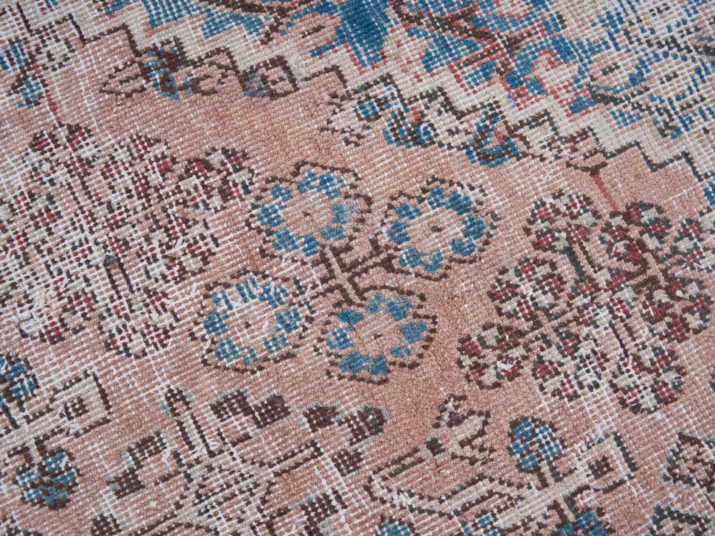 Persian Joshaghan area rug in terracotta and denim, view 7 of 15