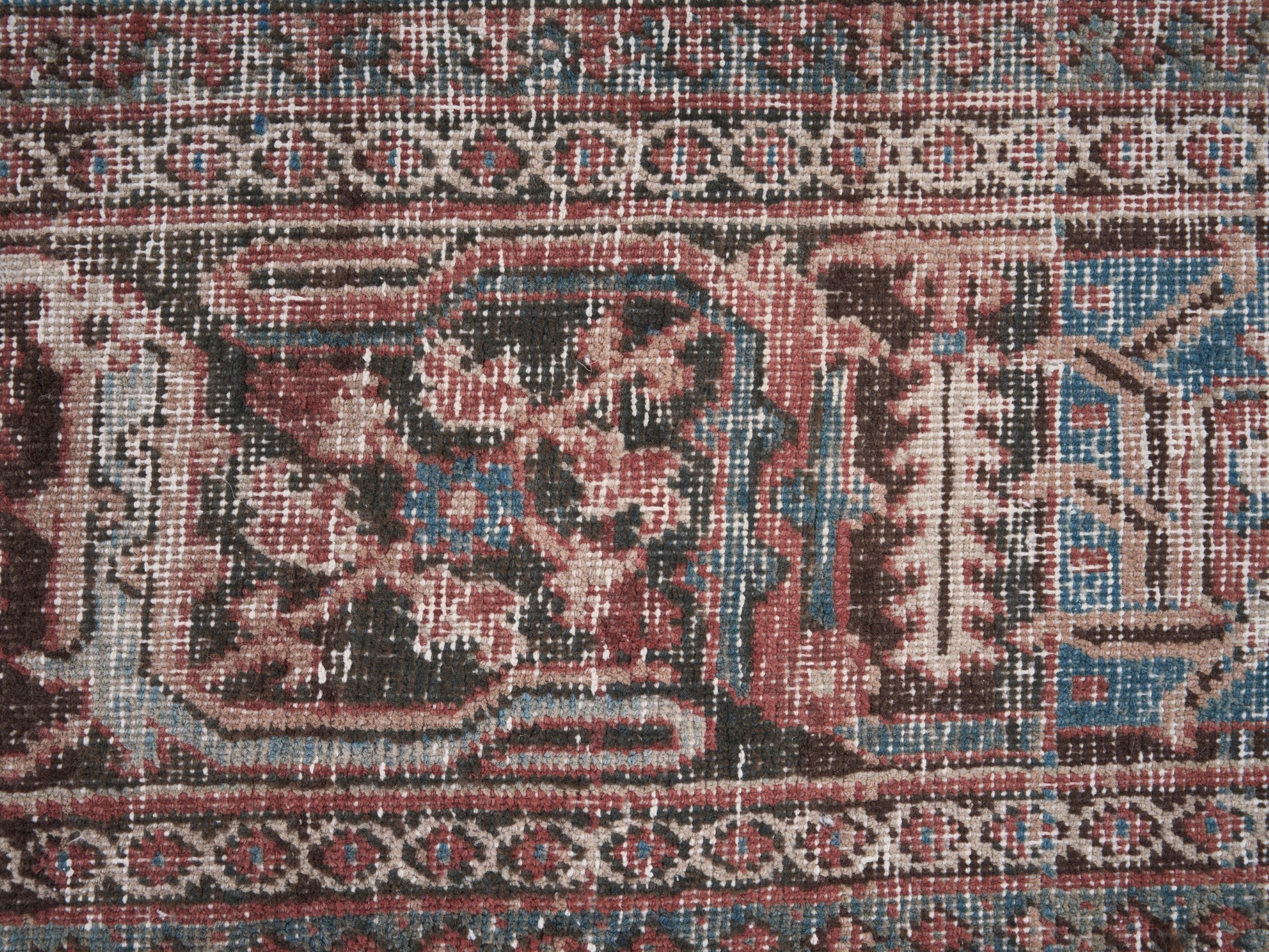 Persian Joshaghan area rug in terracotta and denim, view 10 of 15