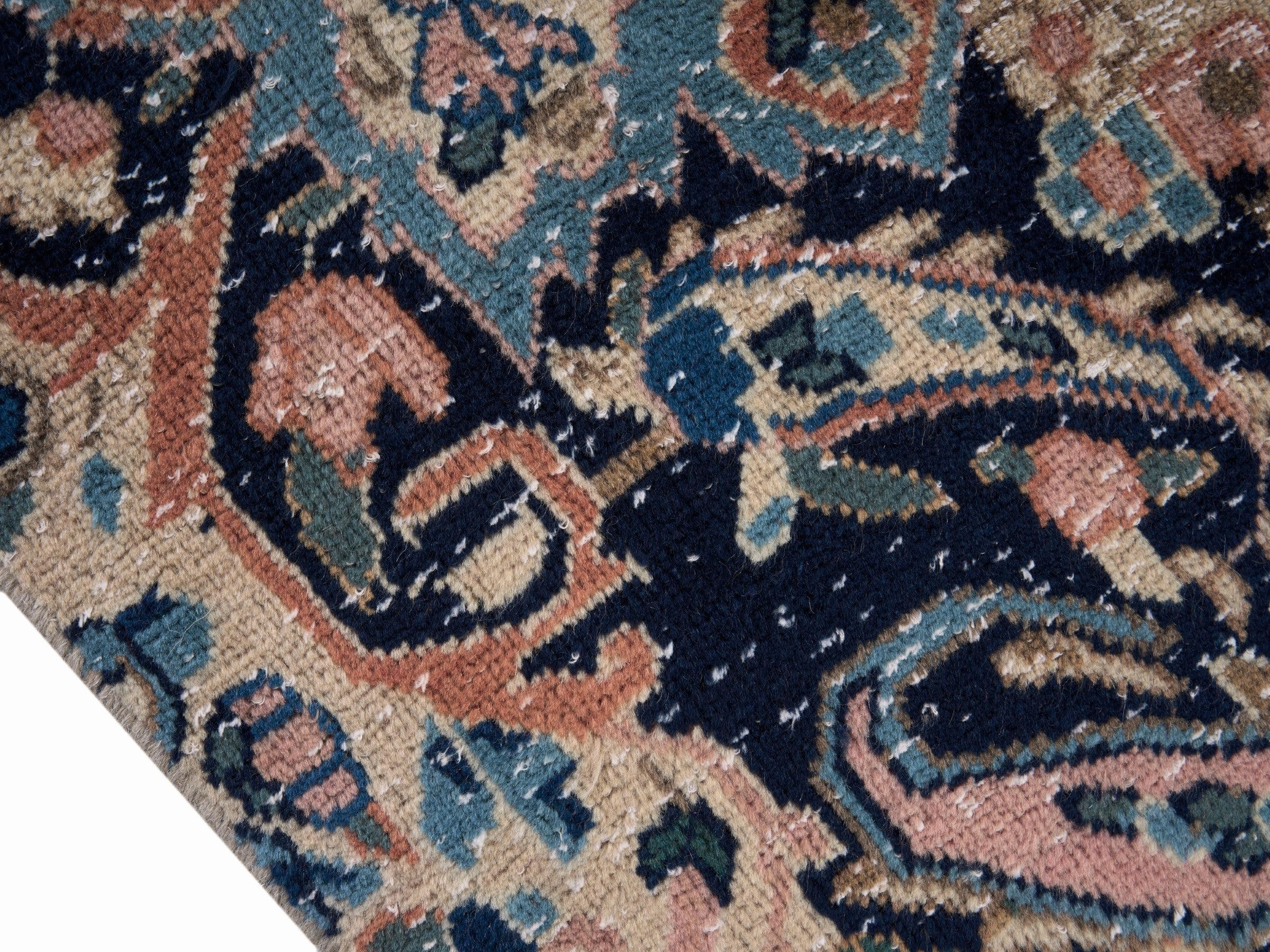 Persian Kerman oversized rug in terracotta and navy, view 6 of 15