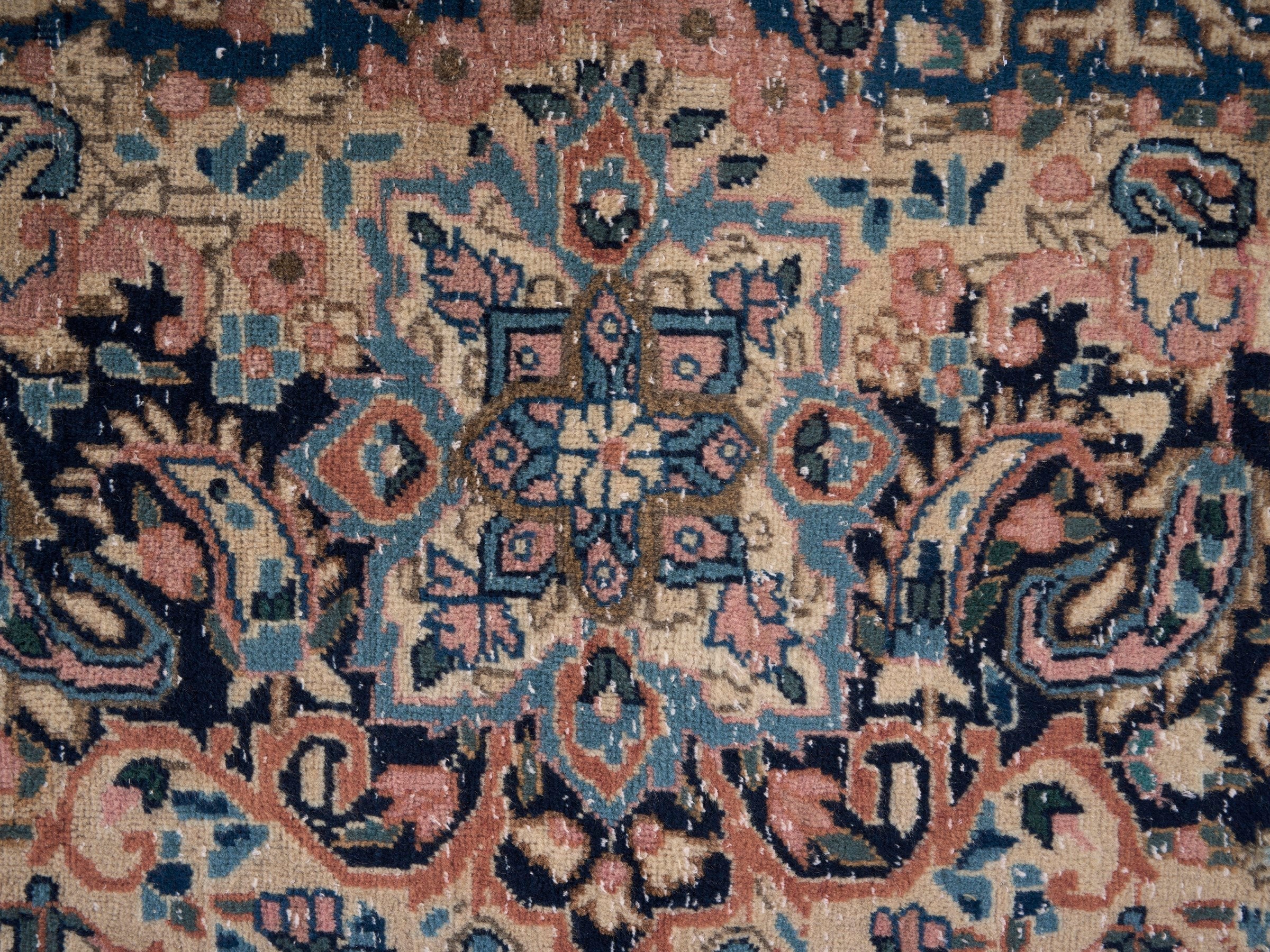 Persian Kerman oversized rug in terracotta and navy, view 10 of 15