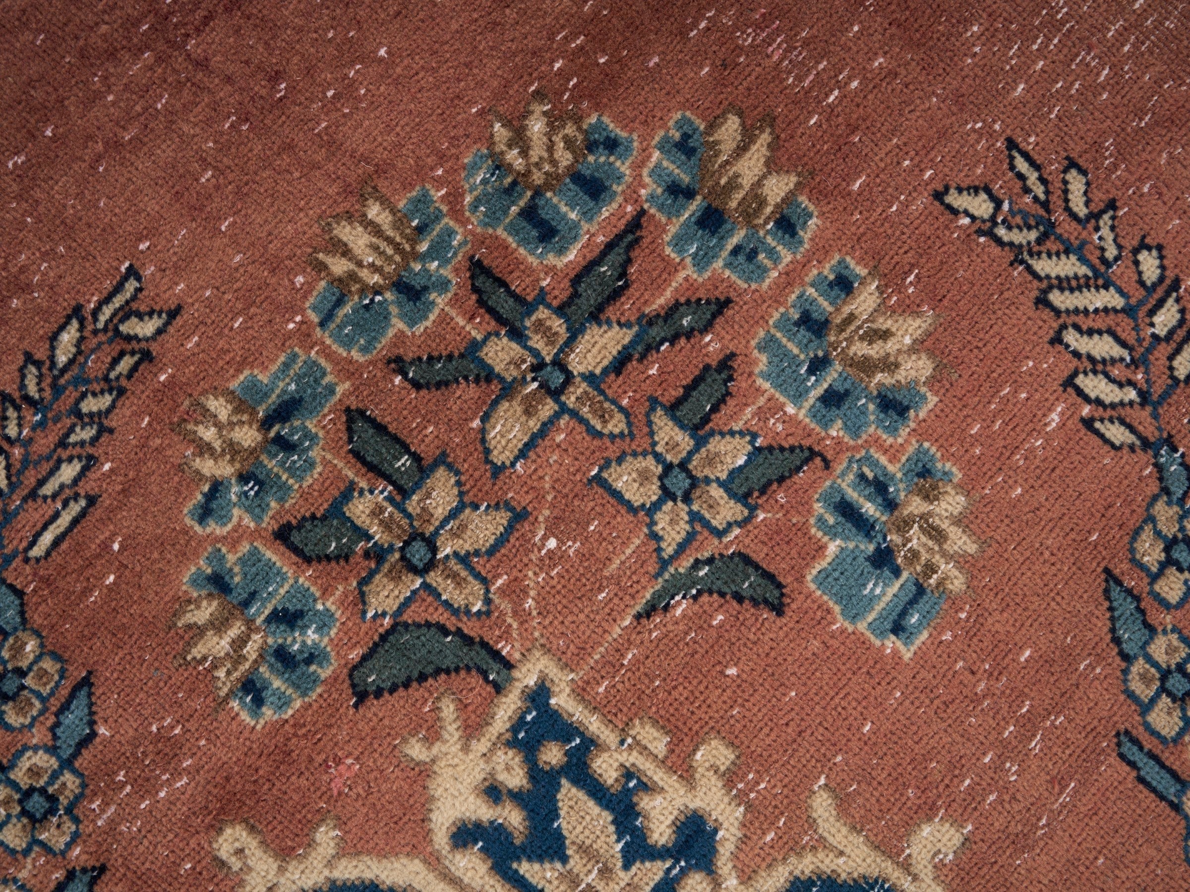 Persian Kerman oversized rug in terracotta and navy, view 11 of 15