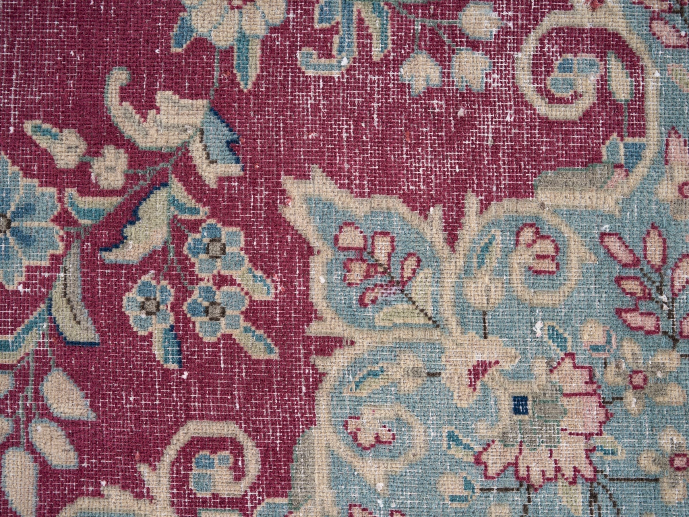 Persian Mashhad oversized rug in magenta and navy, view 8 of 15