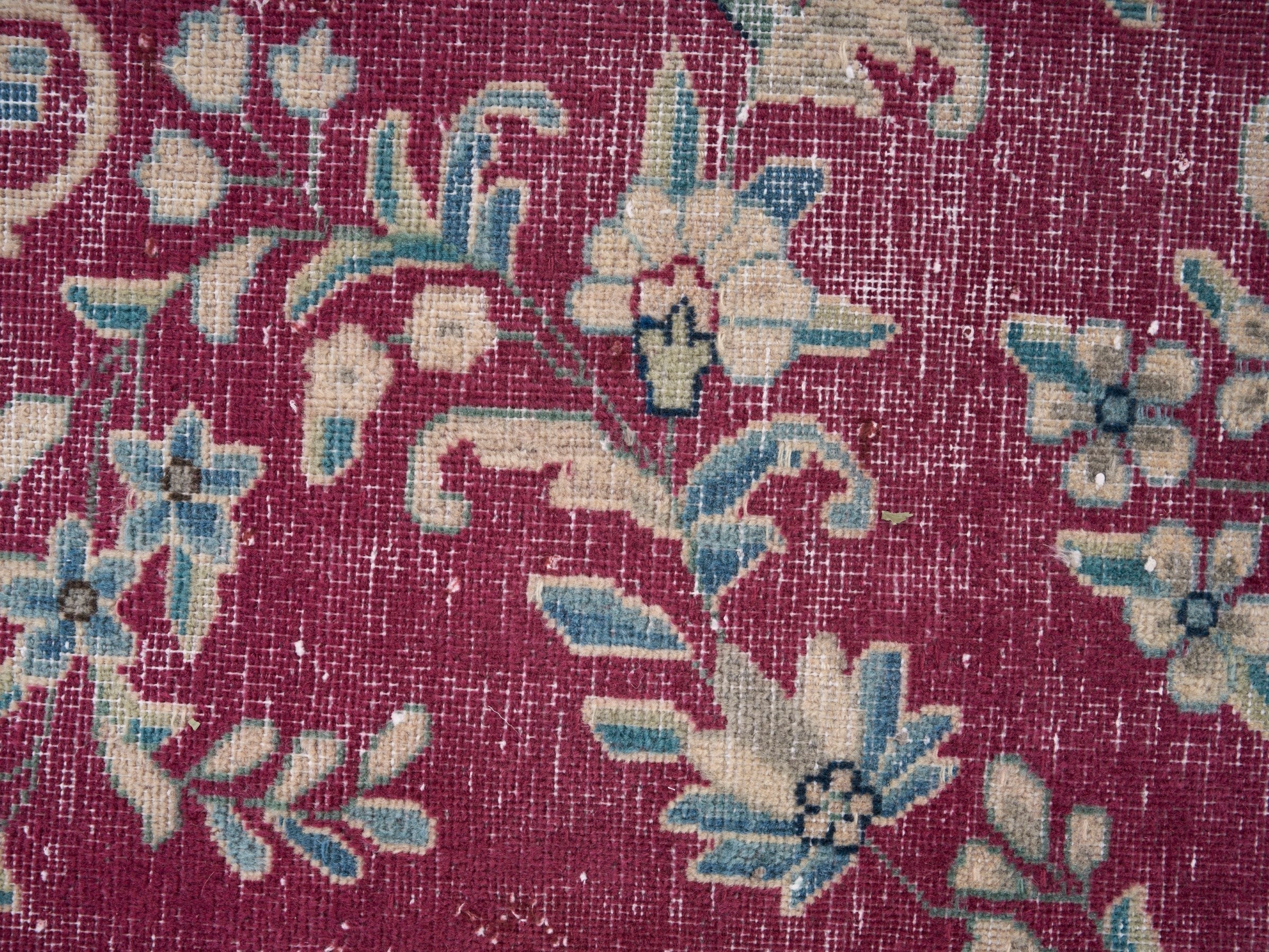 Persian Mashhad oversized rug in magenta and navy, view 9 of 15