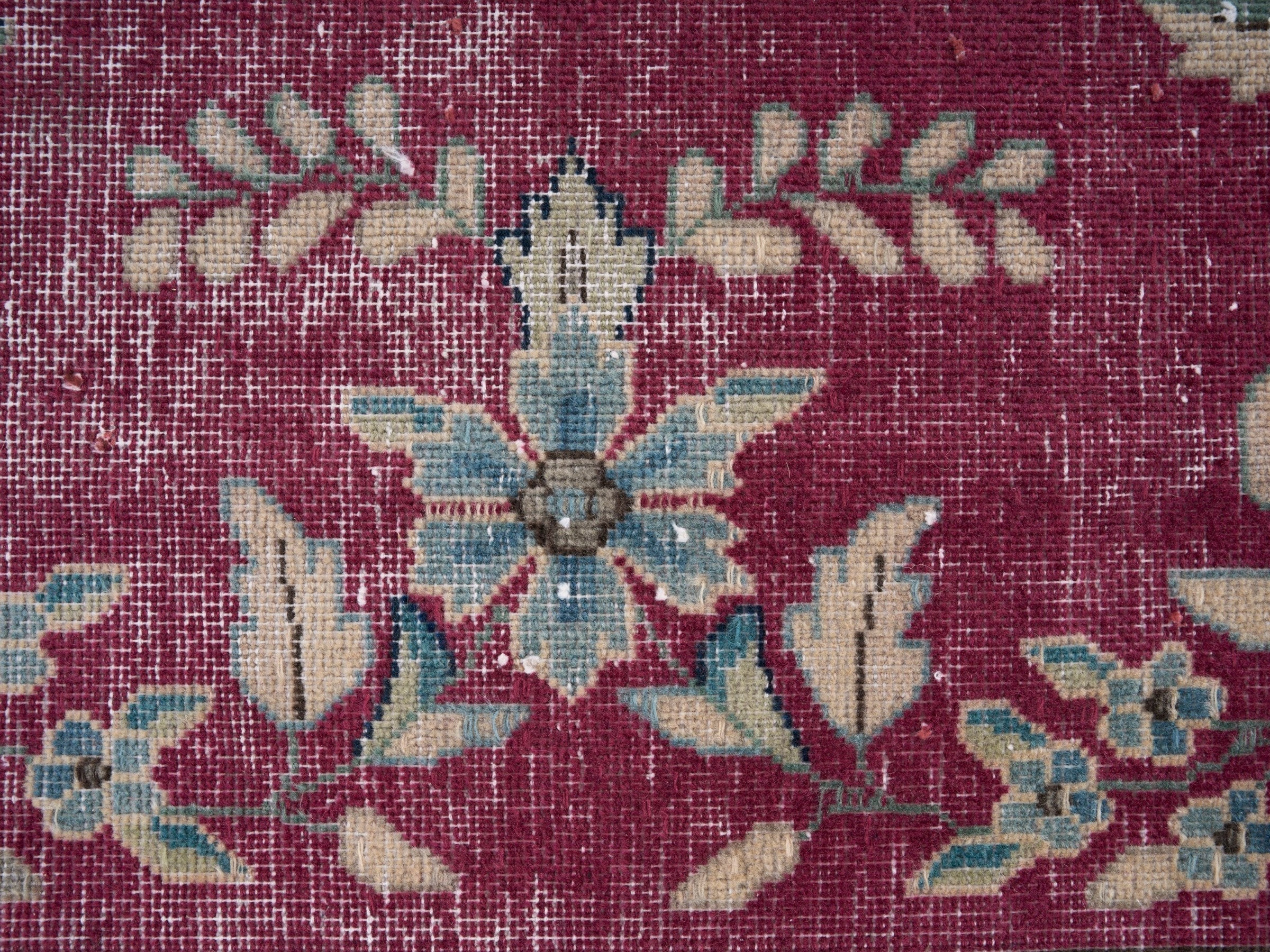 Persian Mashhad oversized rug in magenta and navy, view 10 of 15