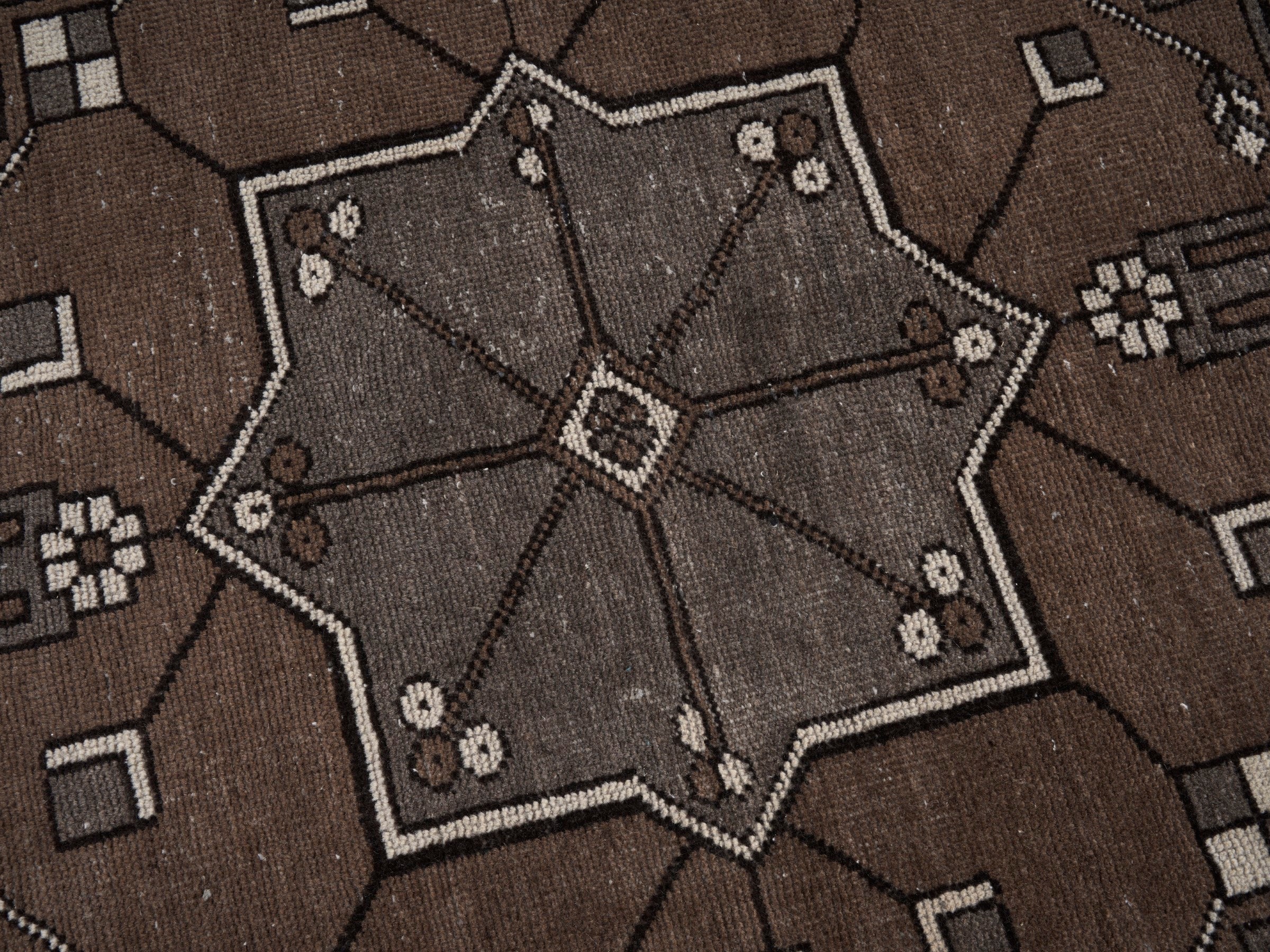 Persian Ferdos oversized rug in cream and dark brown, view 7 of 15