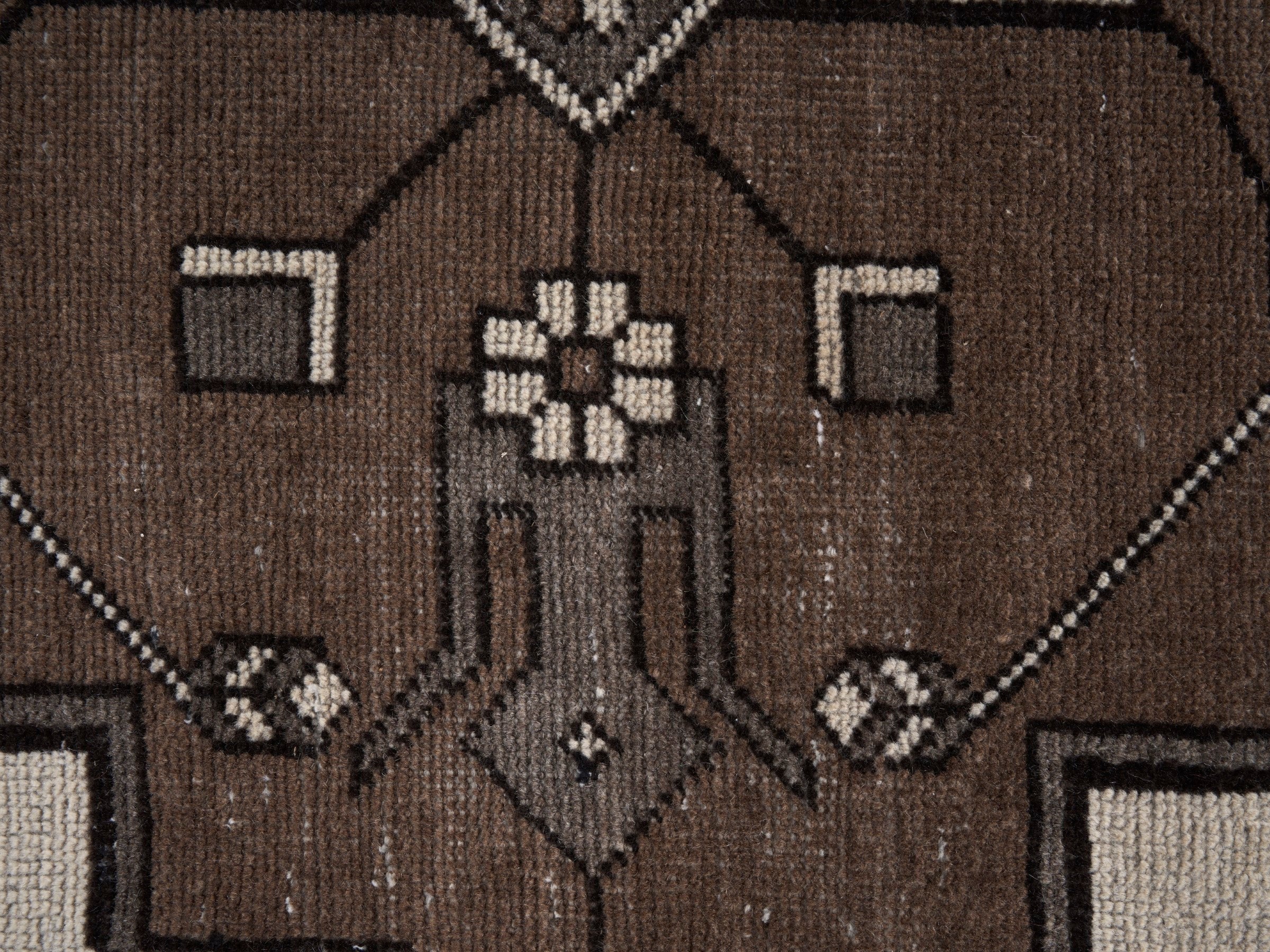 Persian Ferdos oversized rug in cream and dark brown, view 8 of 15