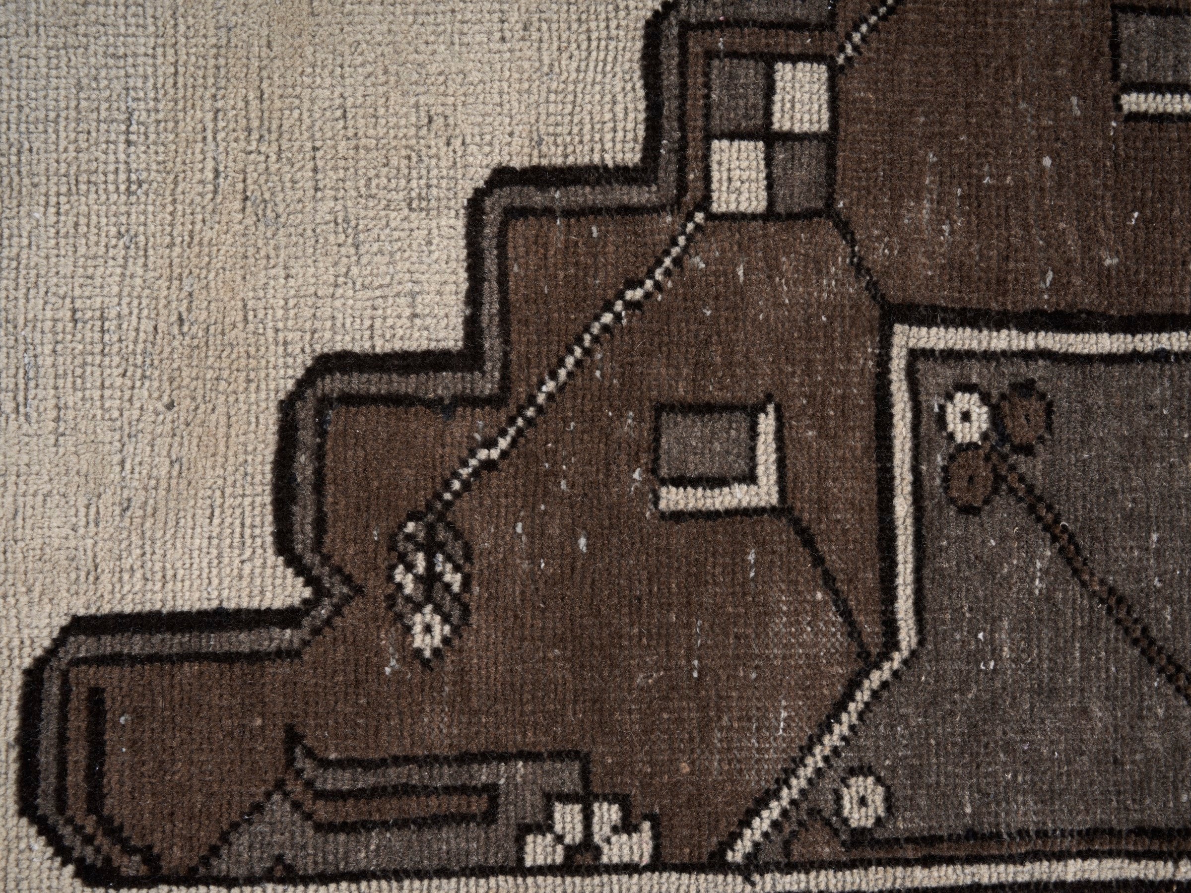 Persian Ferdos oversized rug in cream and dark brown, view 12 of 15