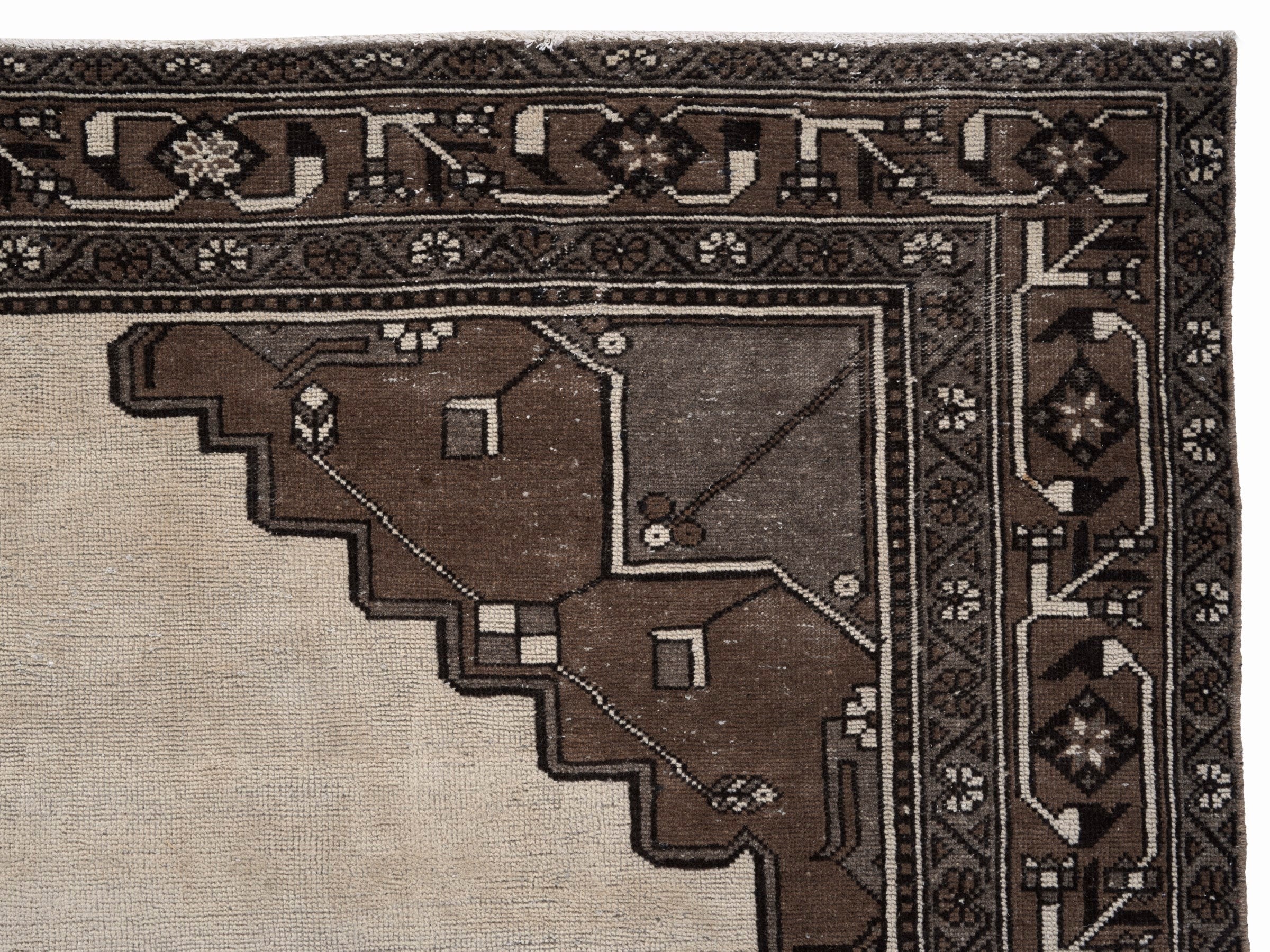 Persian Ferdos oversized rug in cream and dark brown, view 13 of 15