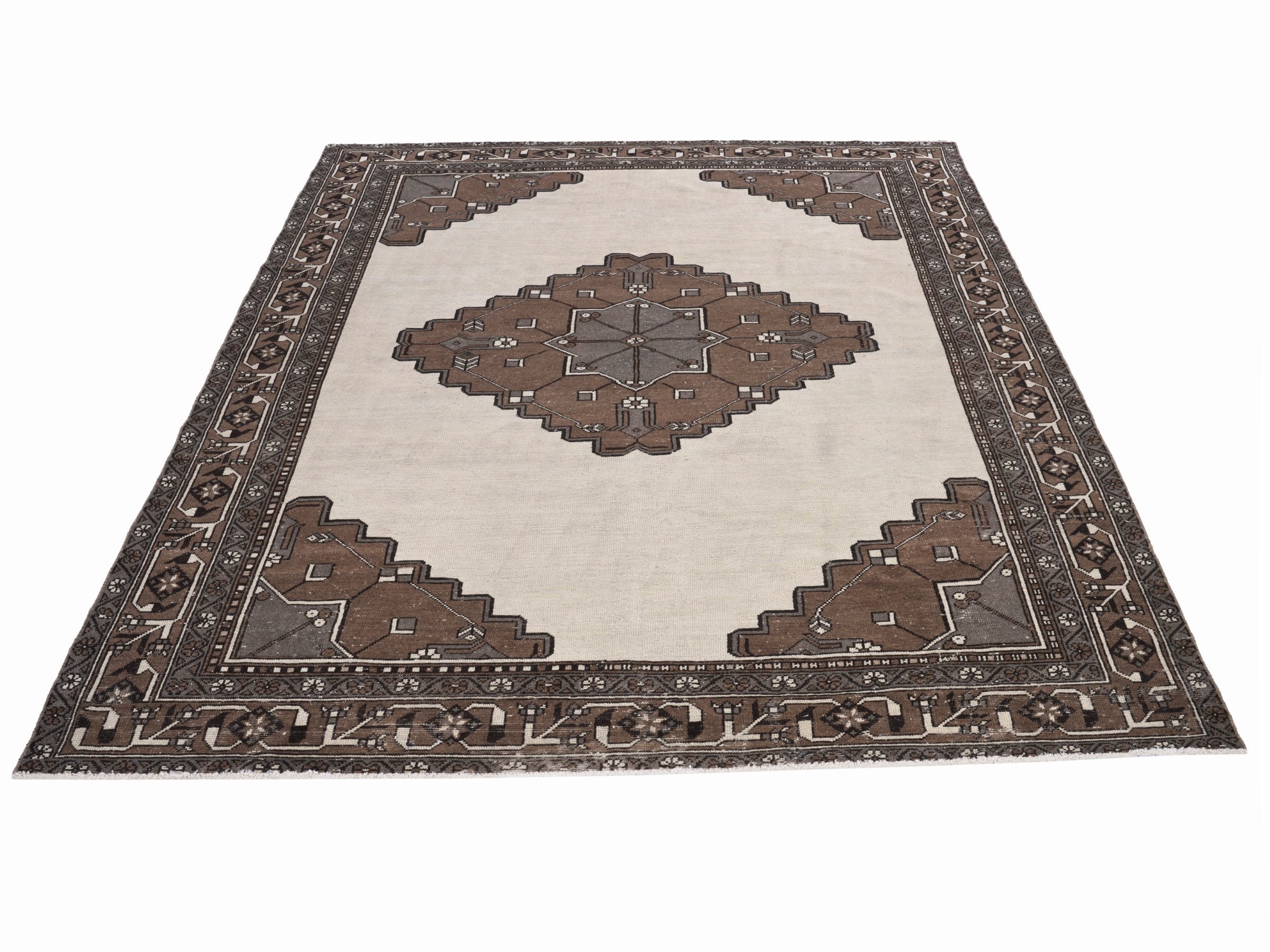 Persian Ferdos oversized rug in cream and brown, view 2 of 15