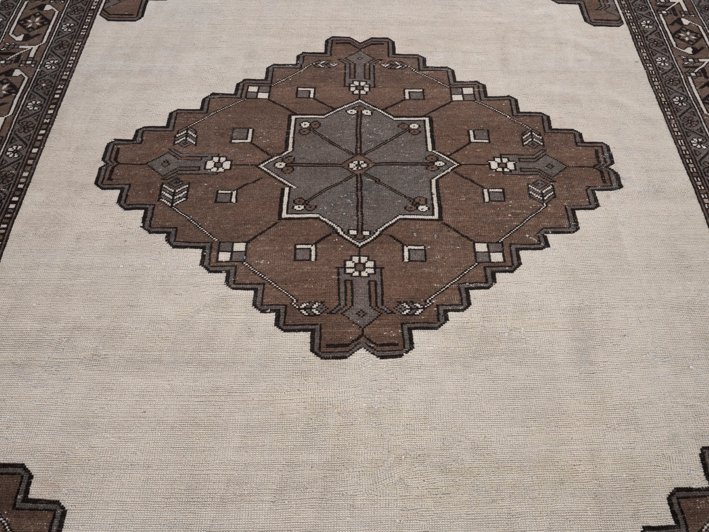 Persian Ferdos oversized rug in cream and brown, view 4 of 15