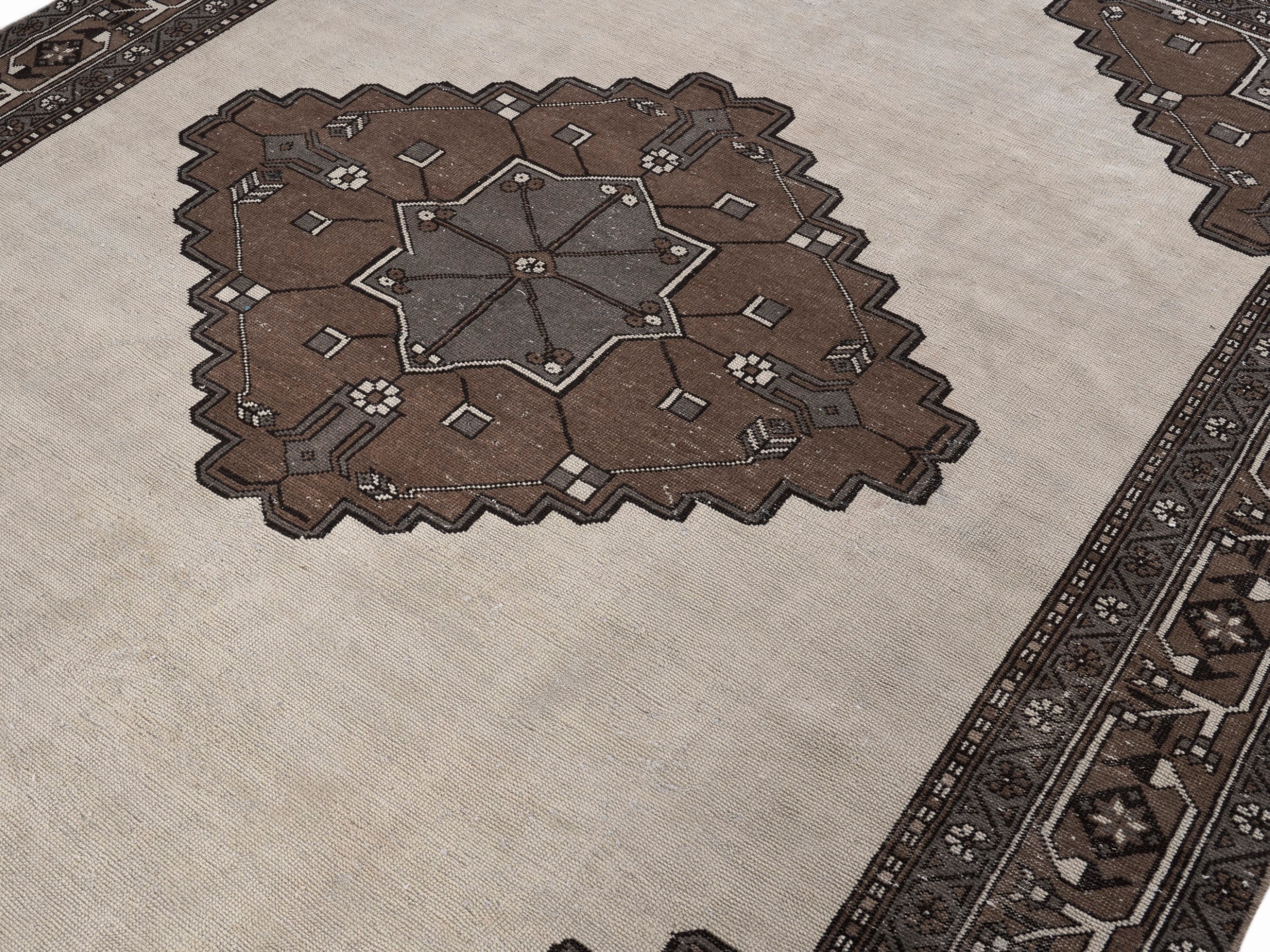 Persian Ferdos oversized rug in cream and brown, view 5 of 15