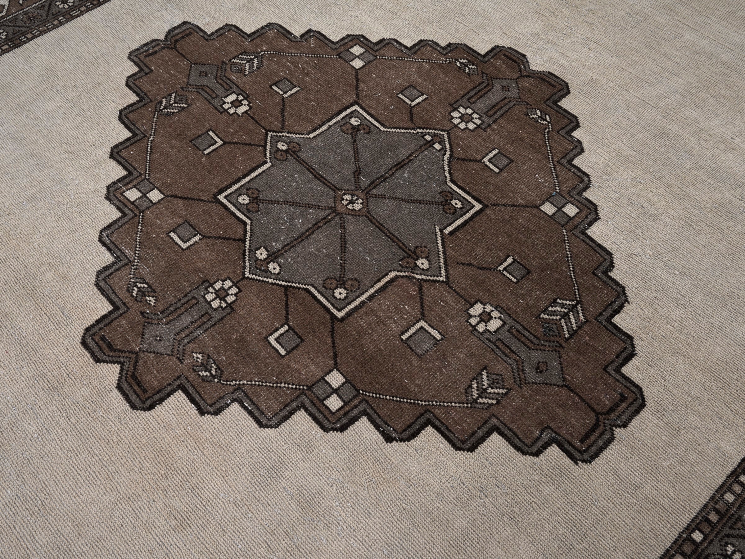 Persian Ferdos oversized rug in cream and brown, view 11 of 15