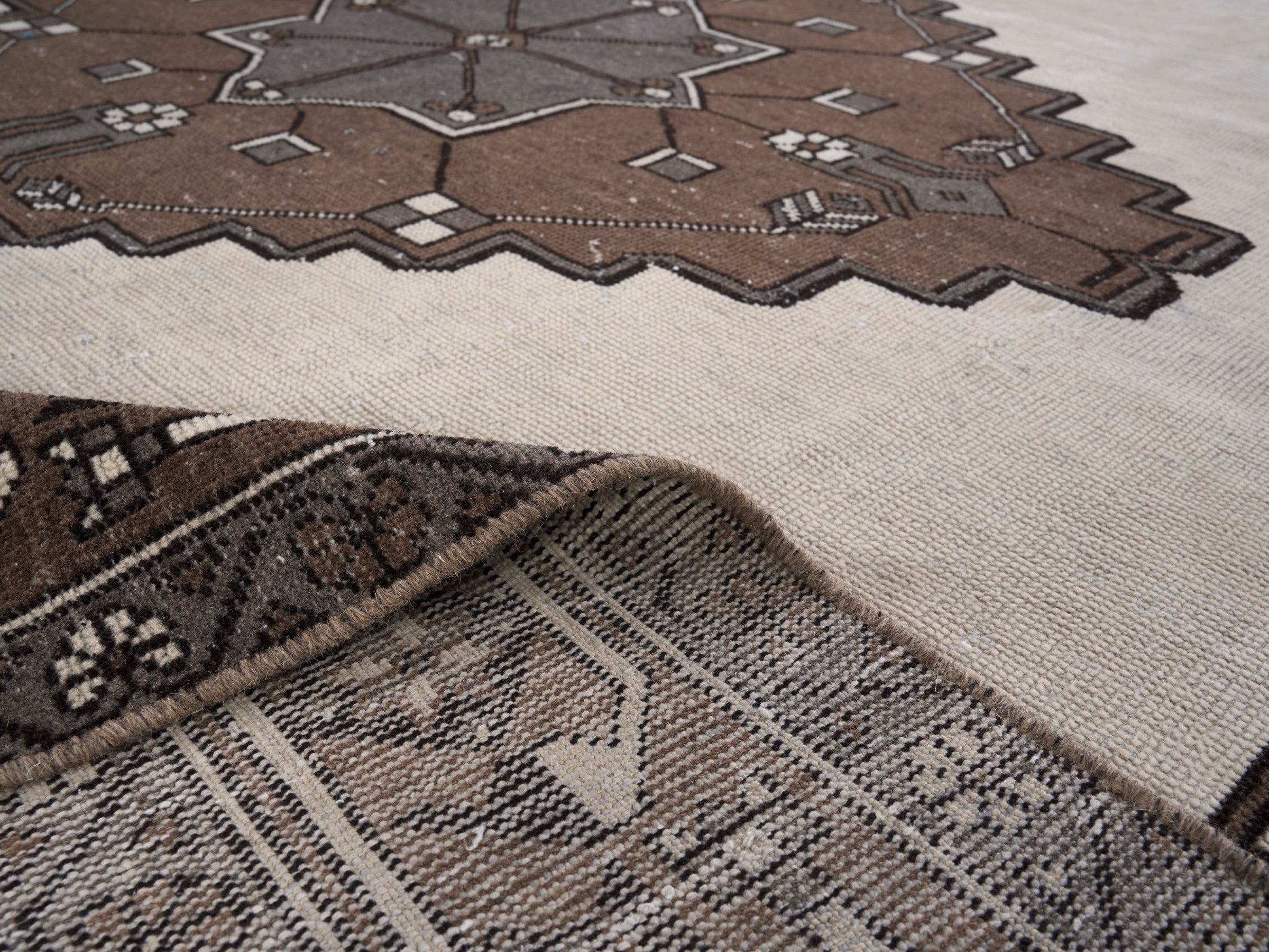 Persian Ferdos oversized rug in cream and brown, view 14 of 15