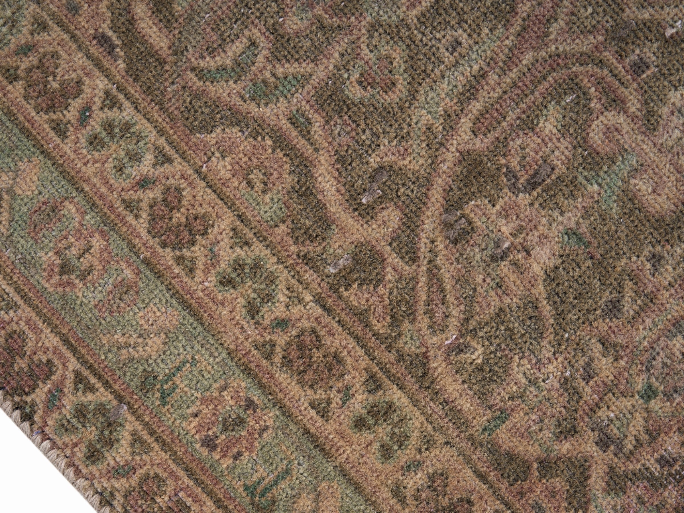 Persian Kashan oversized rug in muted pink and khaki, view 6 of 15