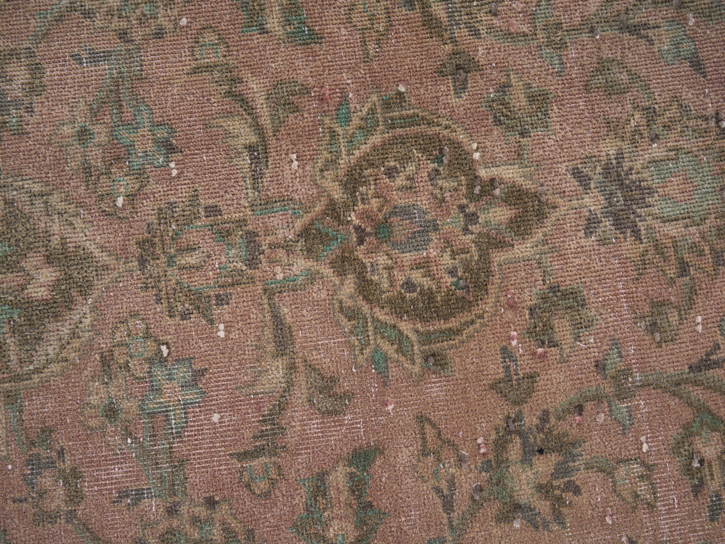 Persian Kashan oversized rug in muted pink and khaki, view 9 of 15