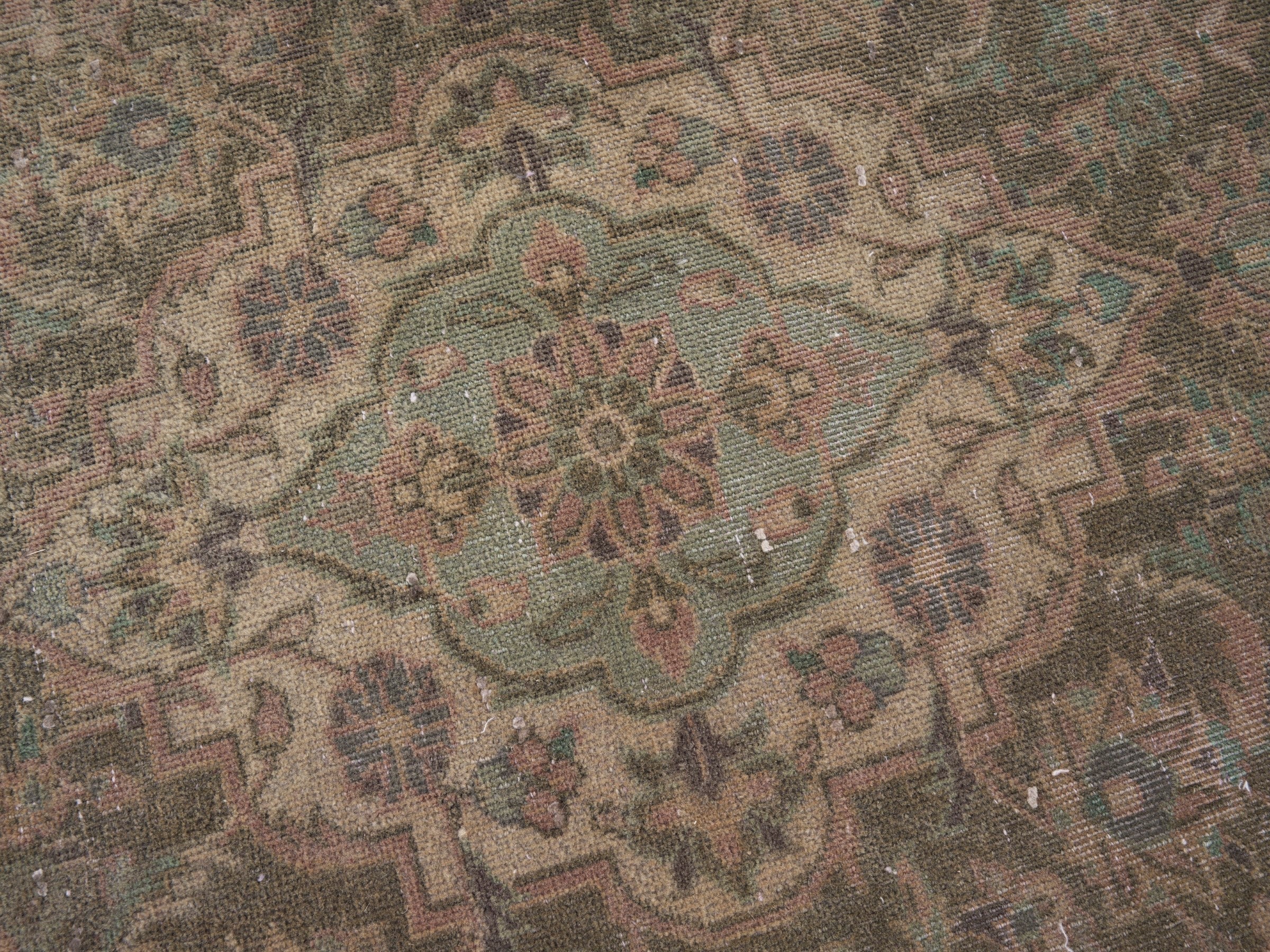 Persian Kashan oversized rug in muted pink and khaki, view 11 of 15