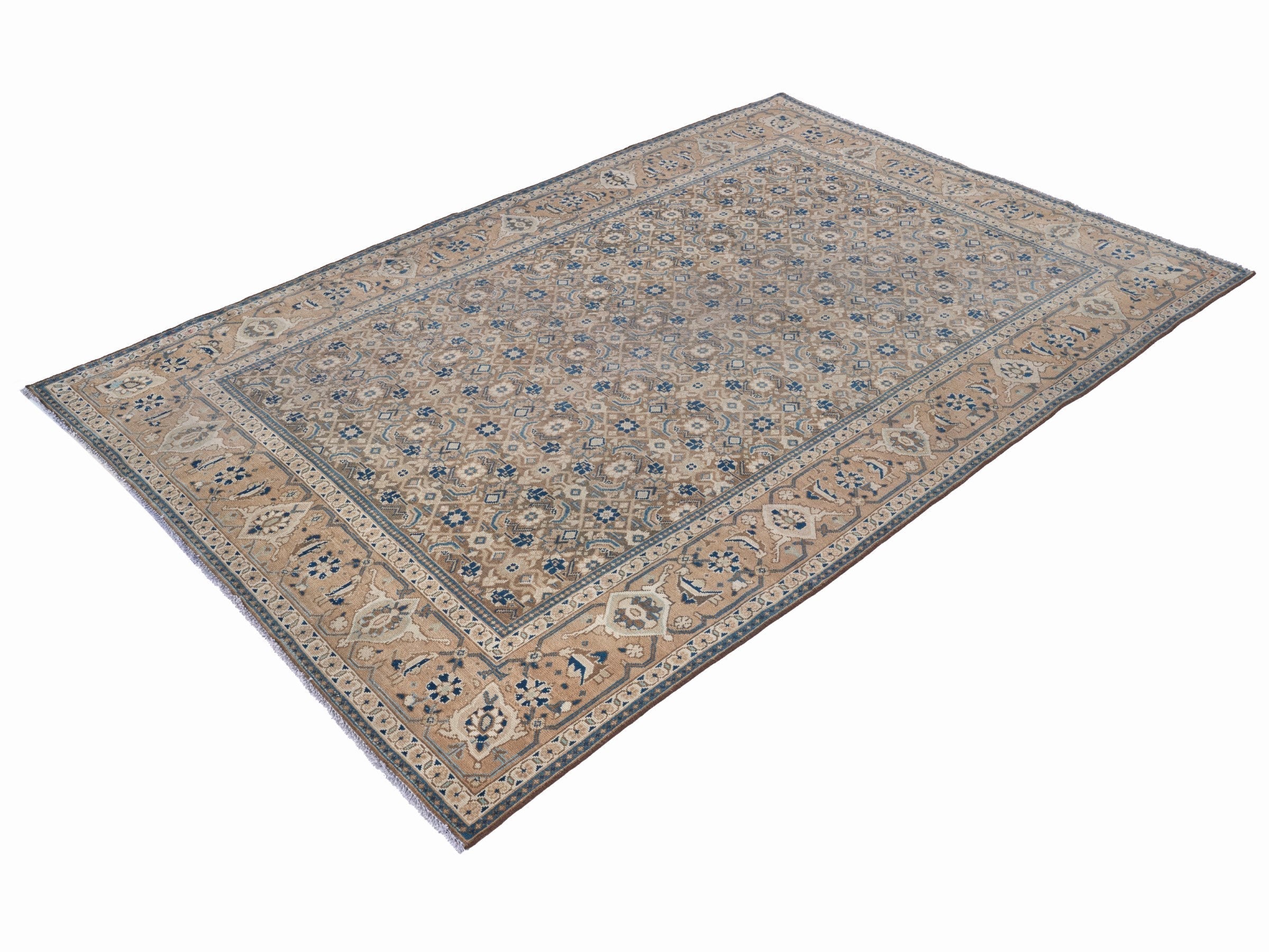 Persian Mahal area rug in taupe and greige, view 3 of 15