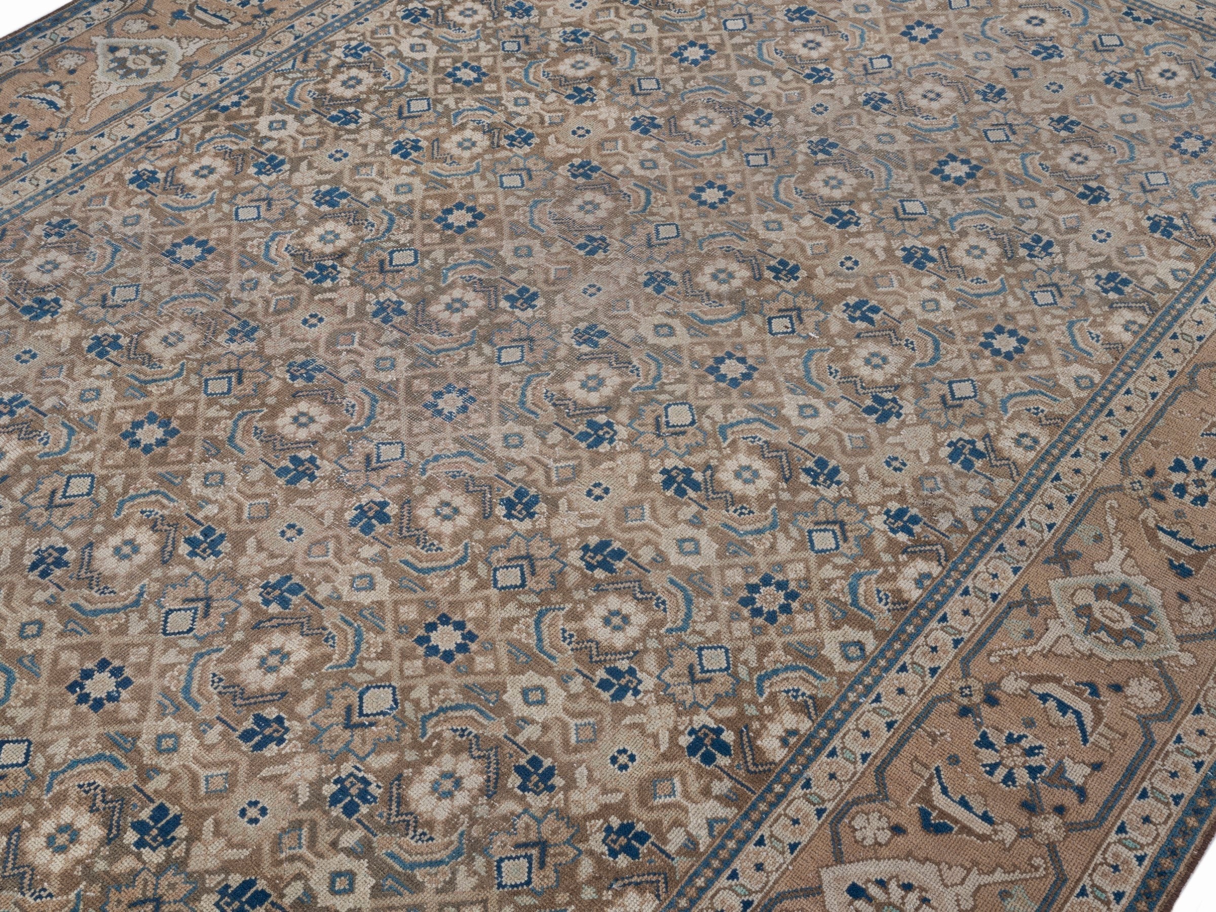 Persian Mahal area rug in taupe and greige, view 5 of 15