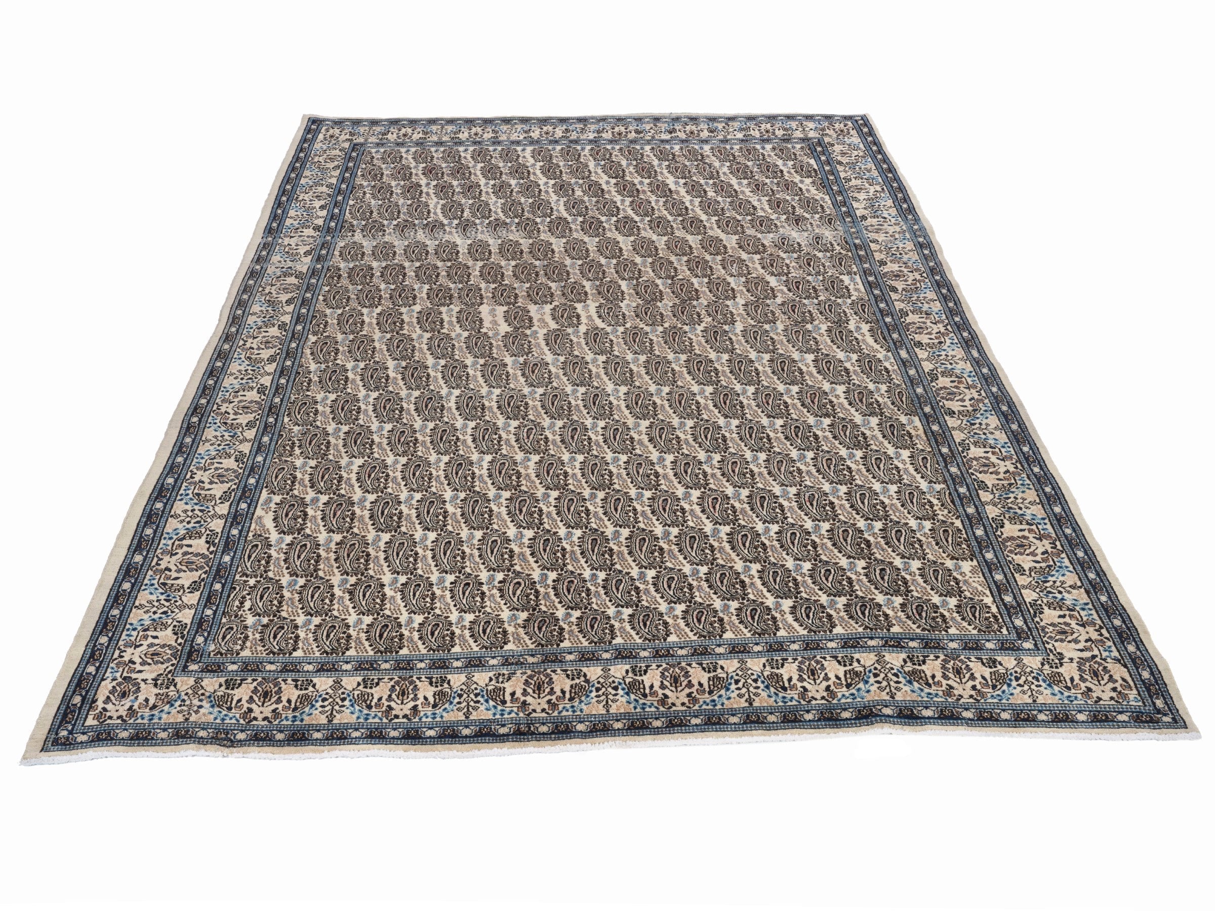 Persian Birjand oversized rug in tan and brown, view 2 of 15