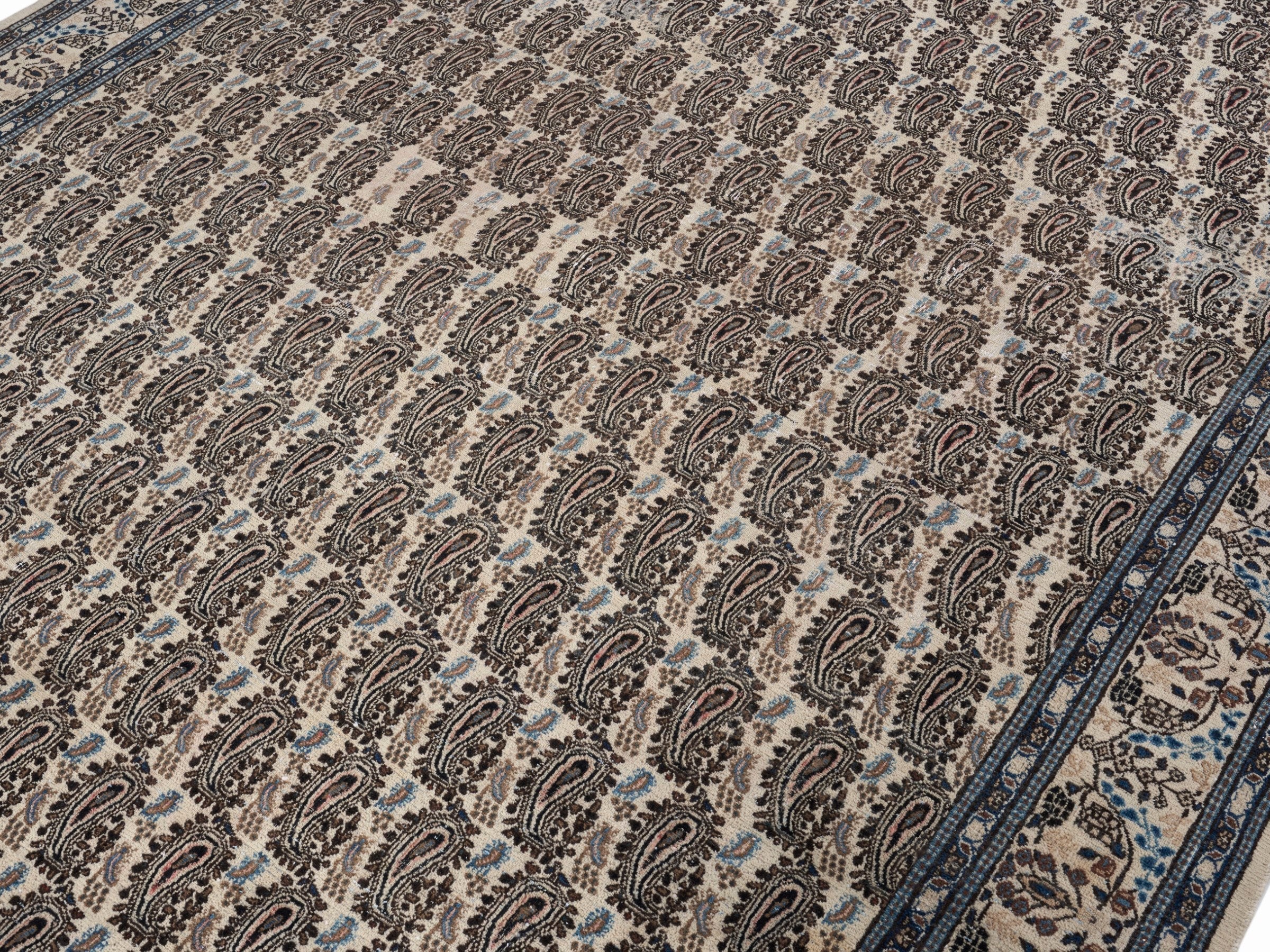 Persian Birjand oversized rug in tan and brown, view 5 of 15