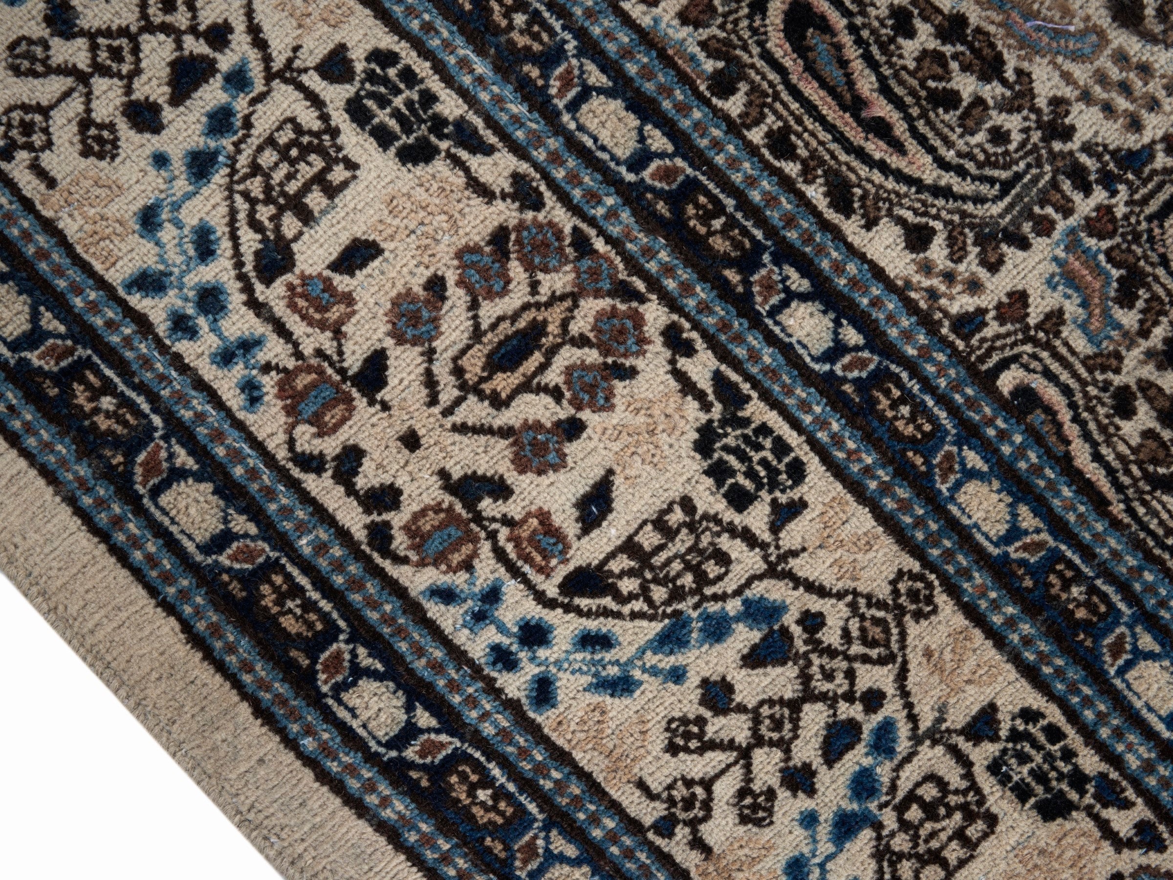 Persian Birjand oversized rug in tan and brown, view 6 of 15