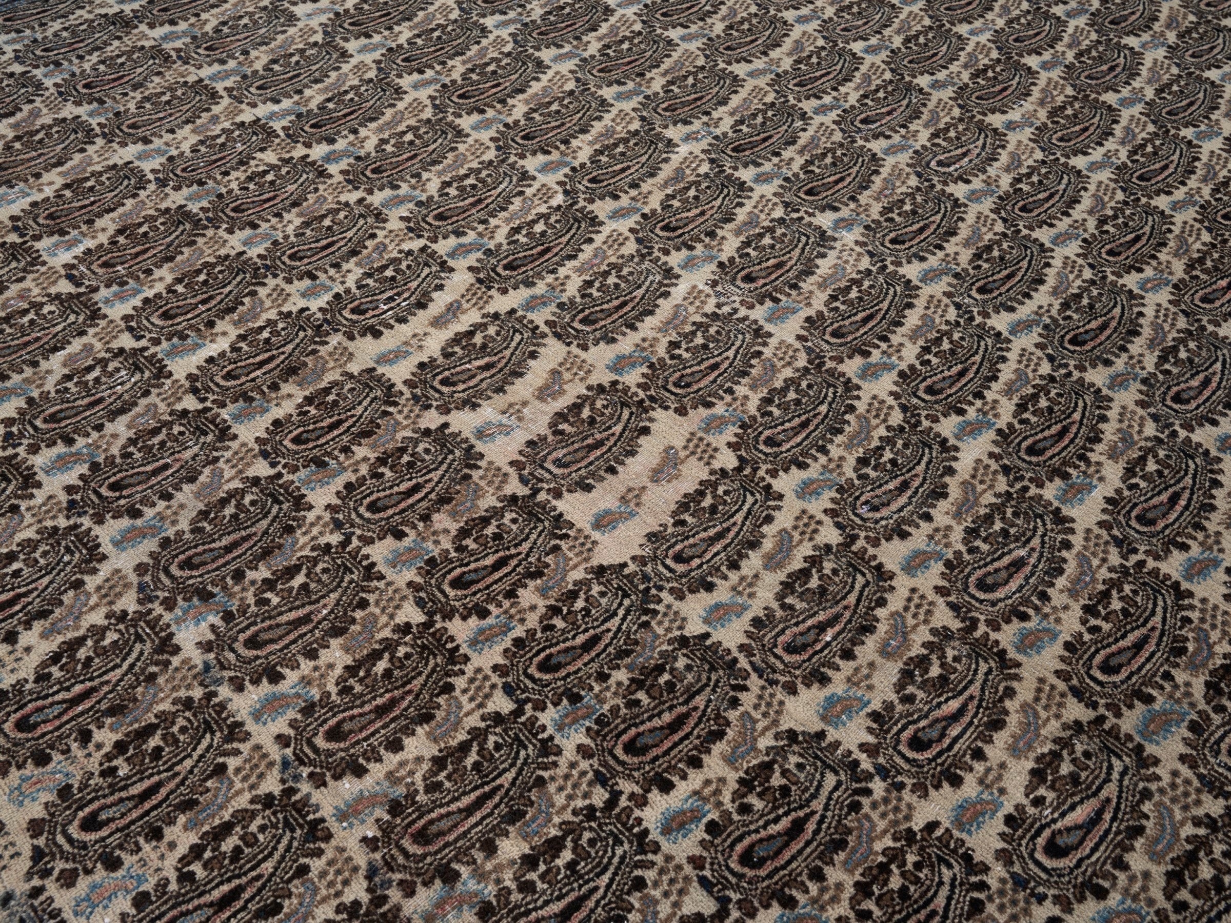 Persian Birjand oversized rug in tan and brown, view 12 of 15