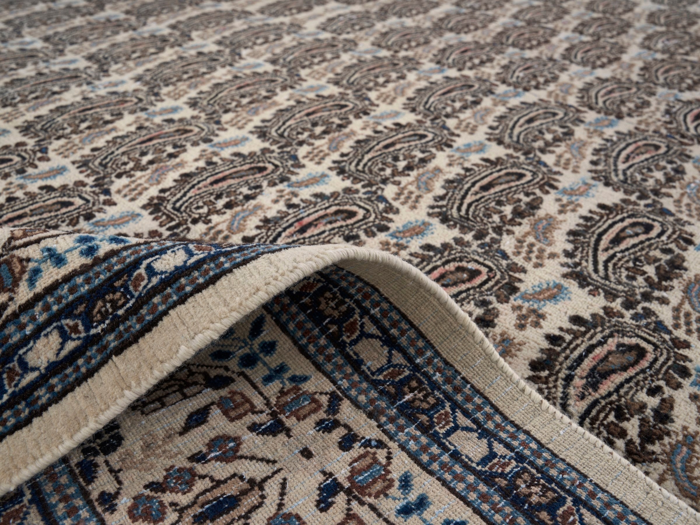 Persian Birjand oversized rug in tan and brown, view 14 of 15