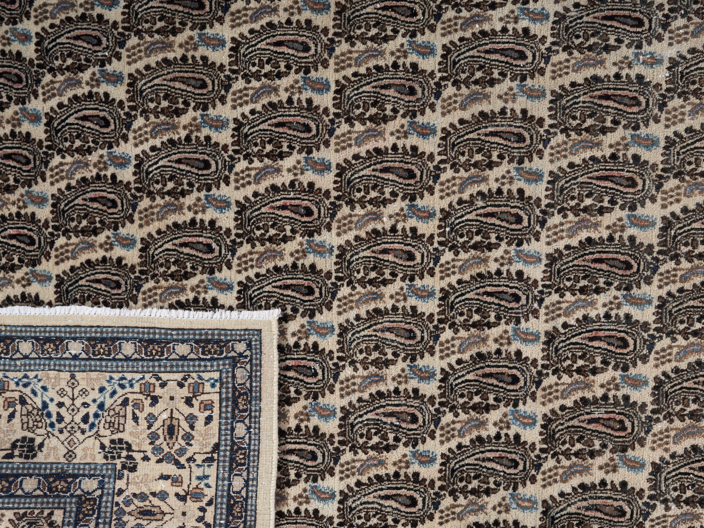 Persian Birjand oversized rug in tan and brown, view 15 of 15