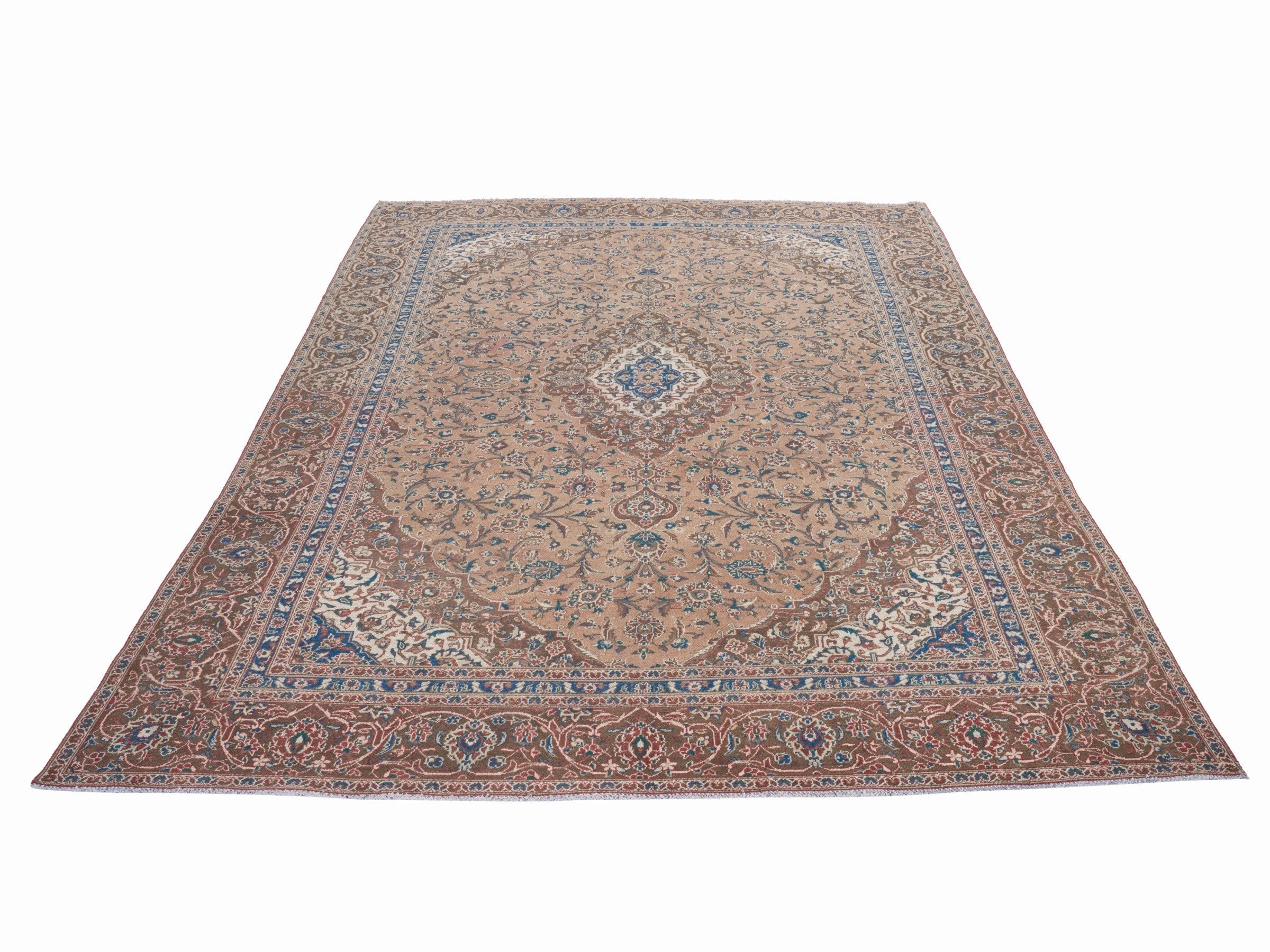 Persian Kashan oversized rug in terracotta and tan, view 2 of 15