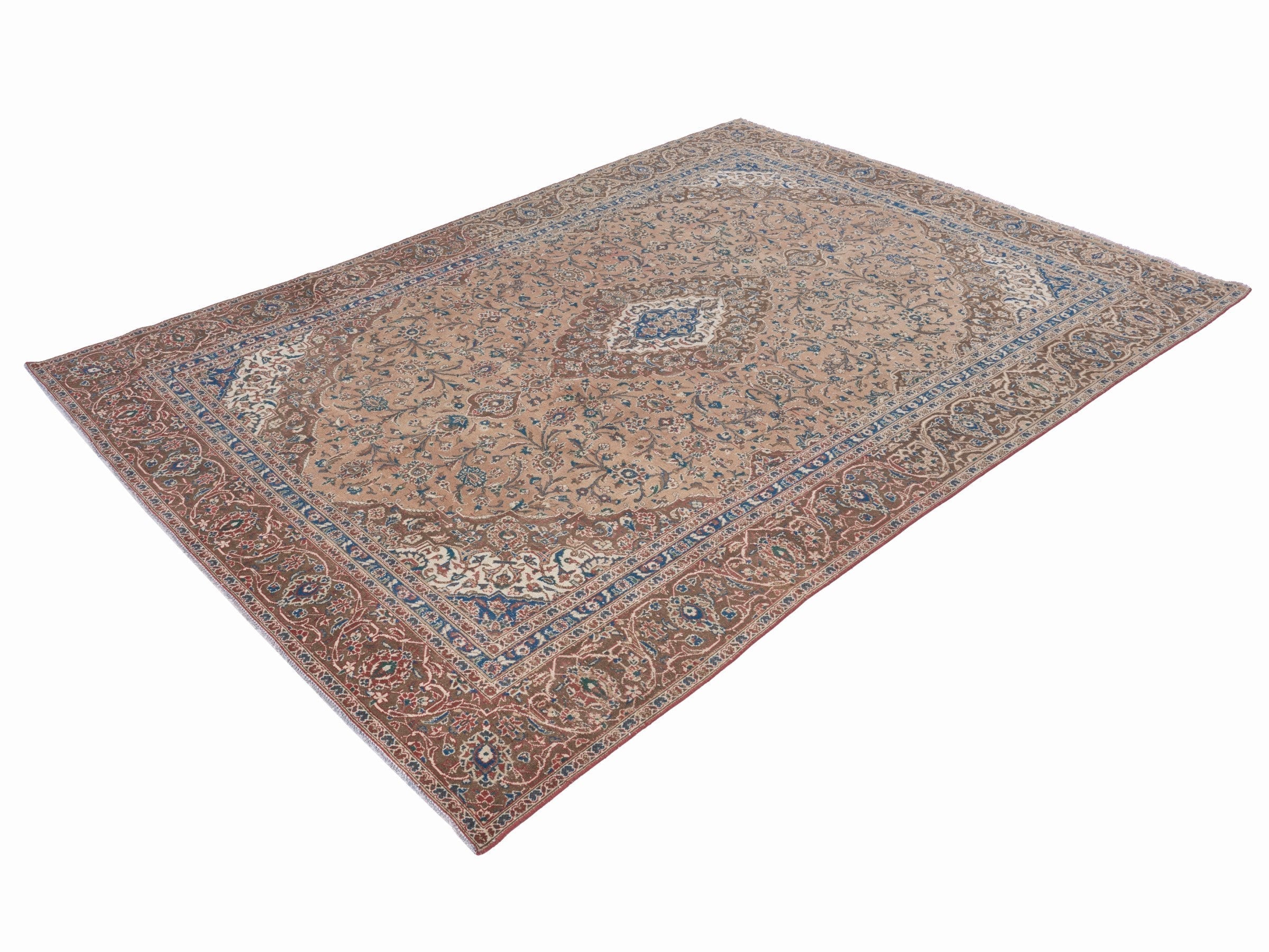 Persian Kashan oversized rug in terracotta and tan, view 3 of 15