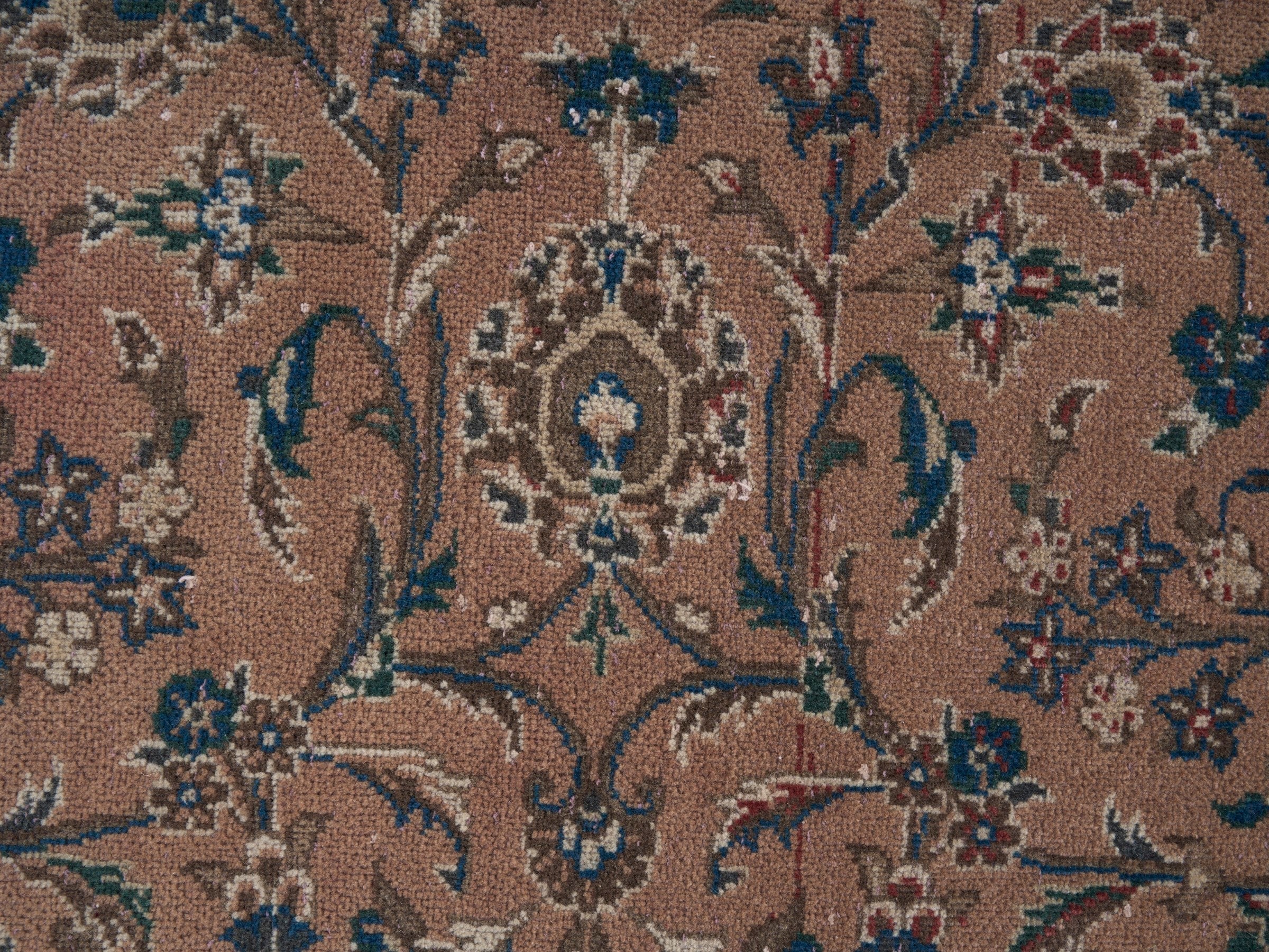 Persian Kashan oversized rug in terracotta and tan, view 7 of 15